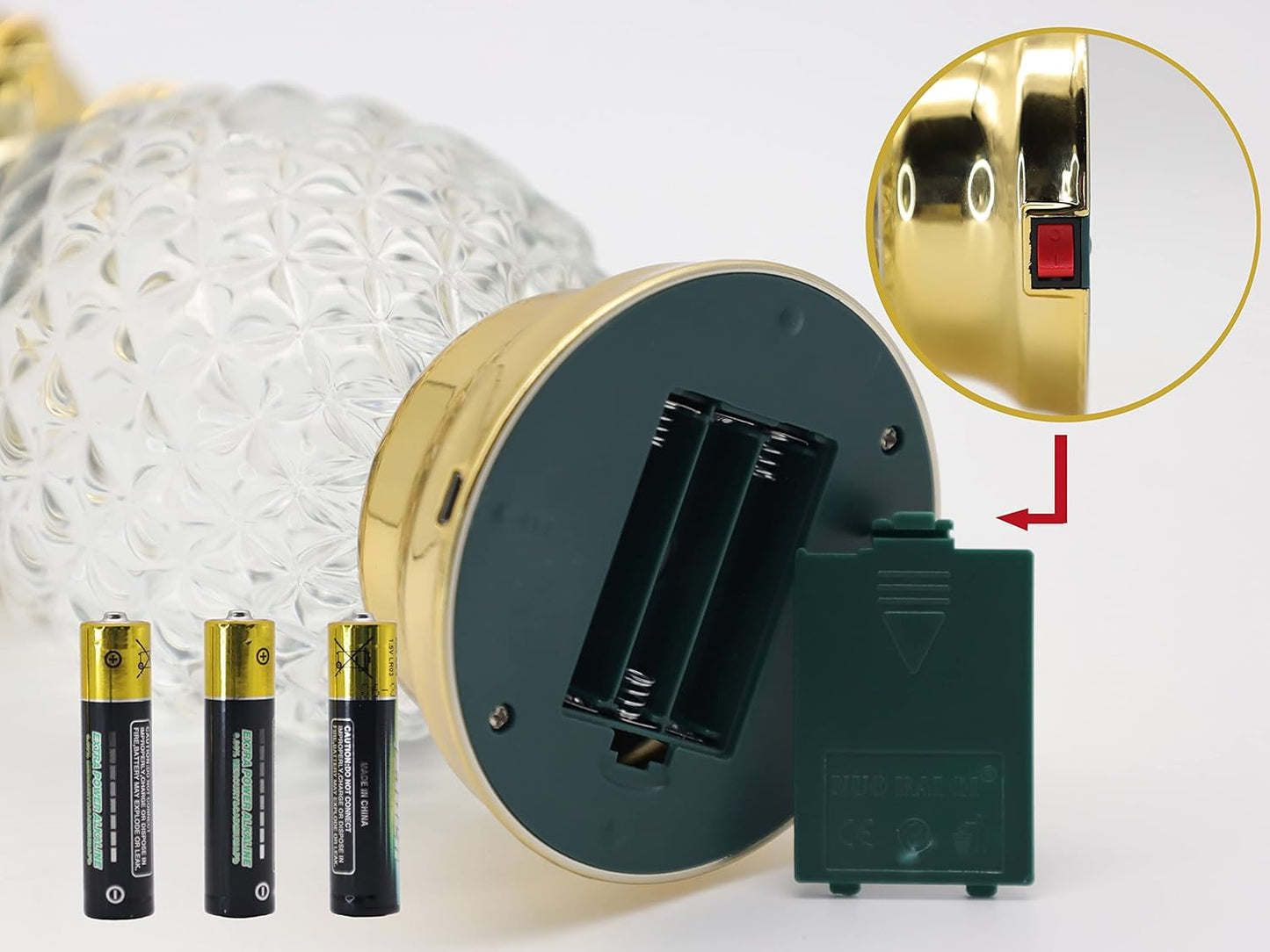 YAKii 9.5" Pineapple LED Color Changing Shine Lamp,Swirling Water Waves Lamp Kid Safe Battery/USB Cable Operated,Table Lamp Candle Holder Table Decoration Gold