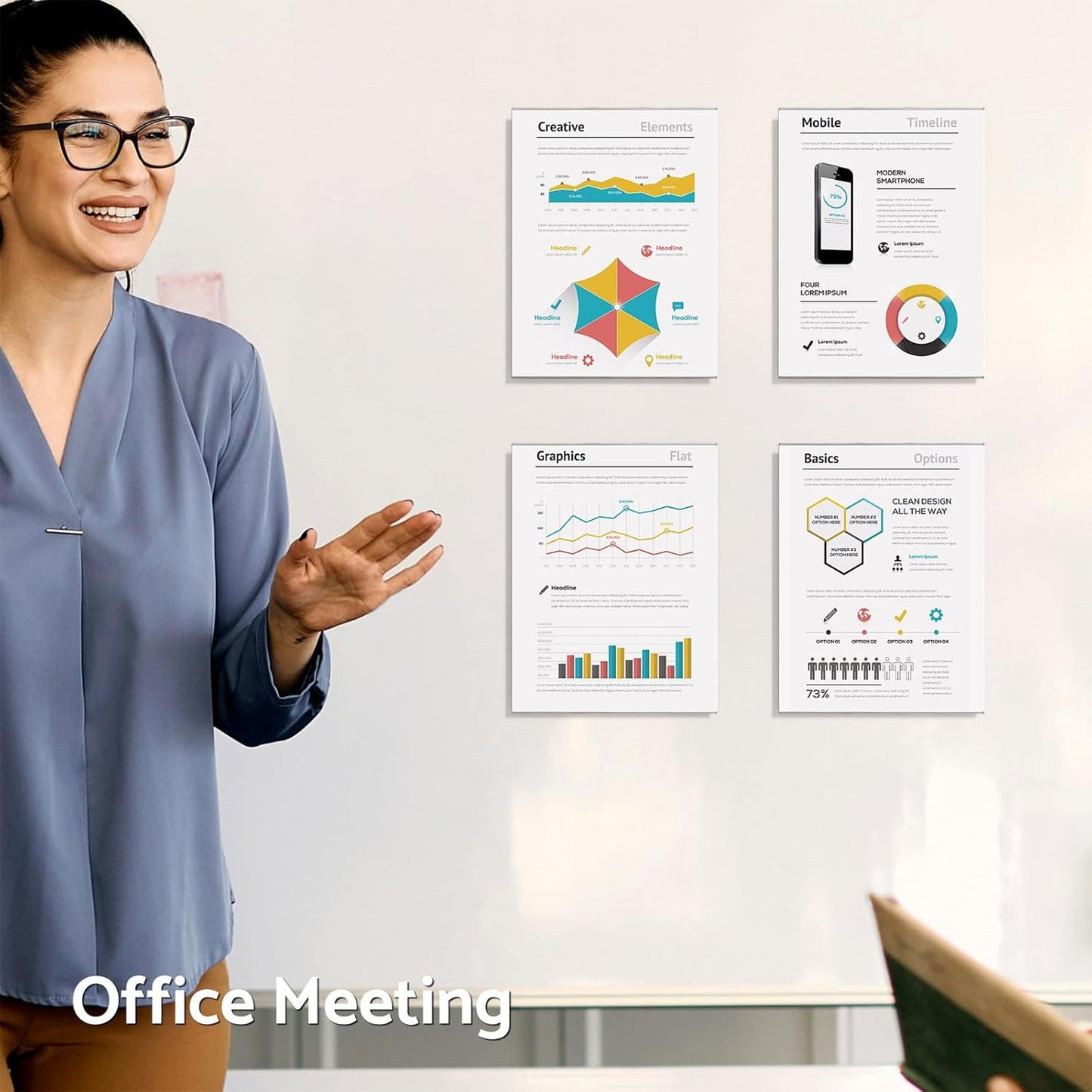 HIIMIEI Magnetic Acrylic Sign Holder 8.5 x 11 - Clear Picture Frame for Refrigerator with 4 Strong Magnets, Reusable Kids Artwork Posters Frames for Metal Surfaces, Whiteboard (3 Pack)