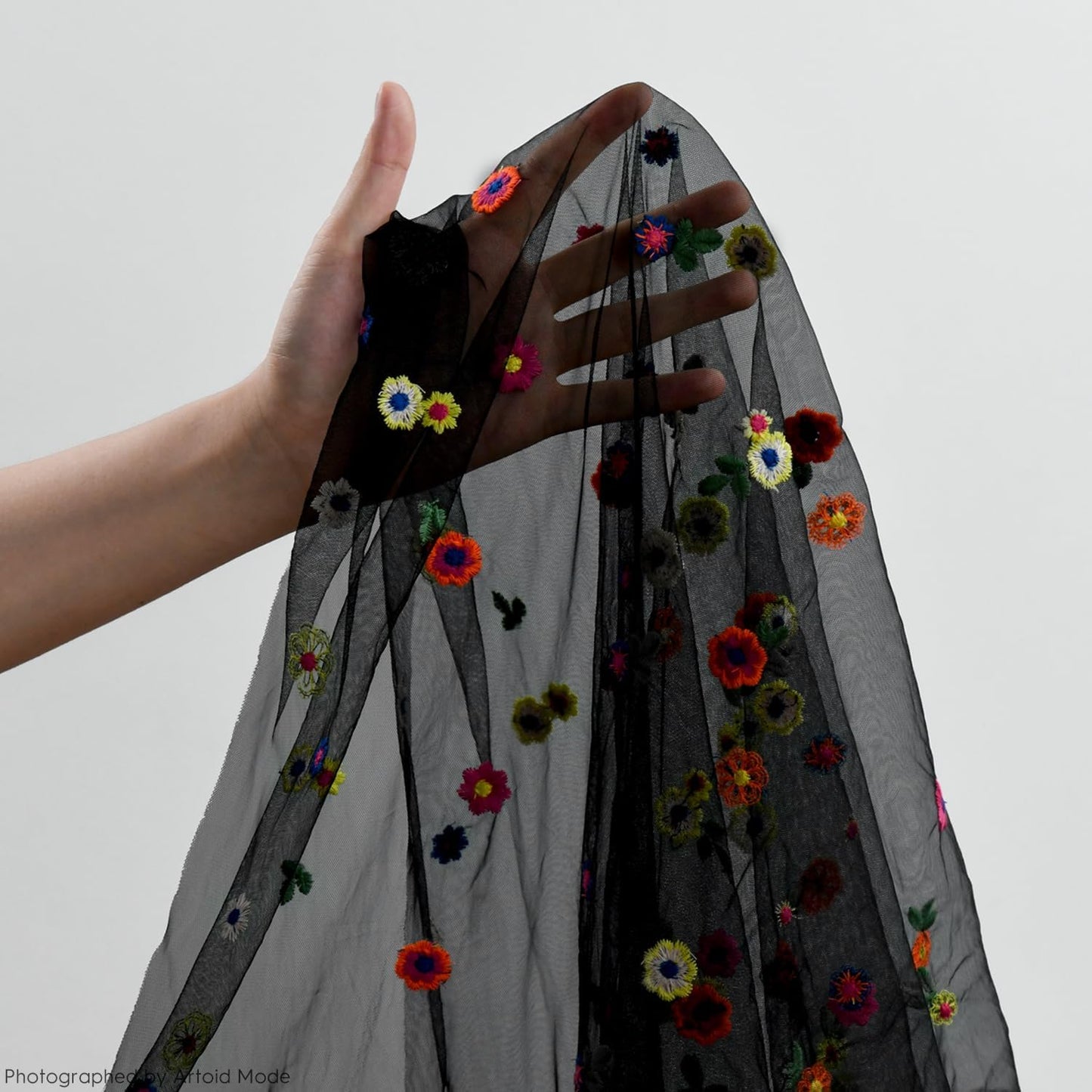 Artoid Mode Black Embroidery Daisy Gauze Table Runner 120 Inch 10FT, Seasonal Sheer Kitchen Dining Holiday Wedding Birthday Table Decor for Home Party