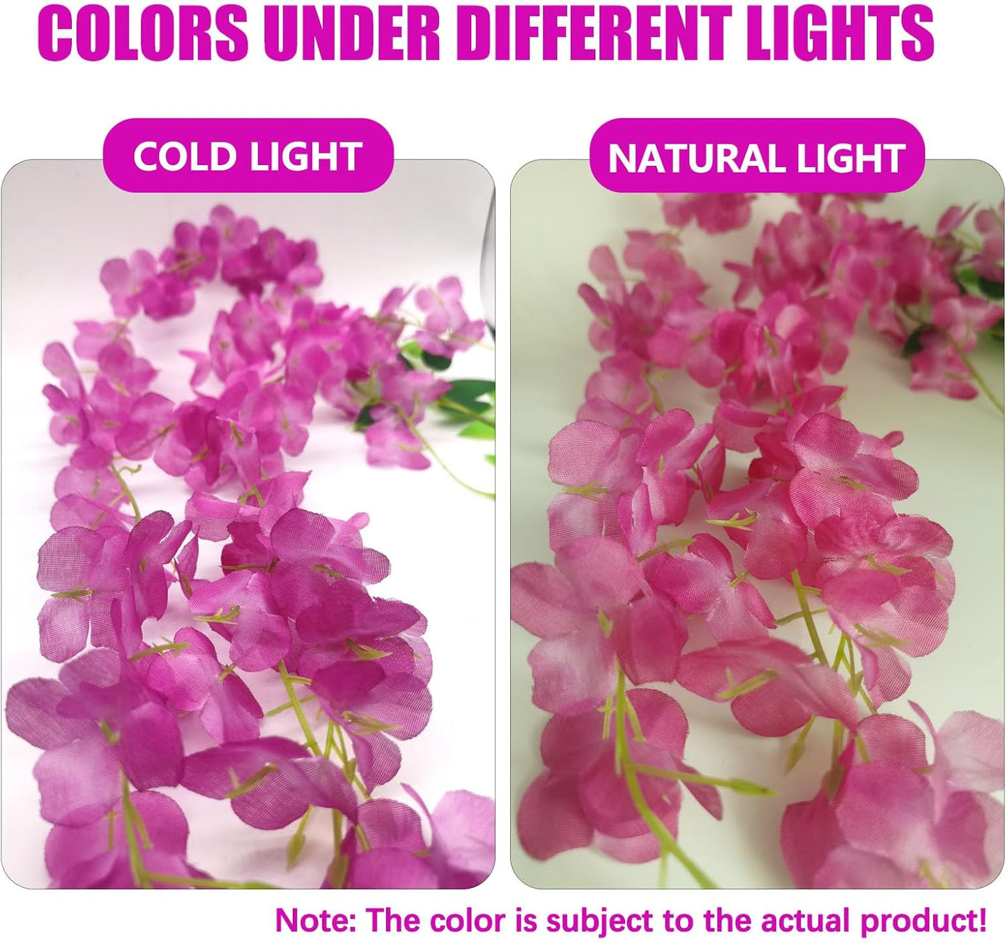 5 Pack Purple Red Wisteria Hanging Flowers, 3.44 Ft Fake Hanging Flowers, Artificial Wisteria Garland Vines for Wedding Room Backdrop Outdoor Patio Garden Decoration