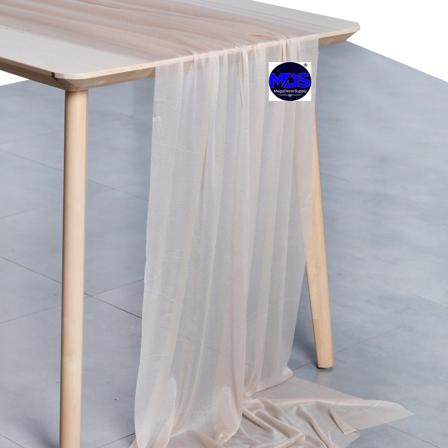 MDS Halloween Chiffon Table Runner - 25 Pack, 29 x 170 Inches, 14ft Each - Sheer Spooky Table Runners for Haunted House Parties, Trick-or-Treat Tables, Witchy Décor, Wedding & Events - Nude