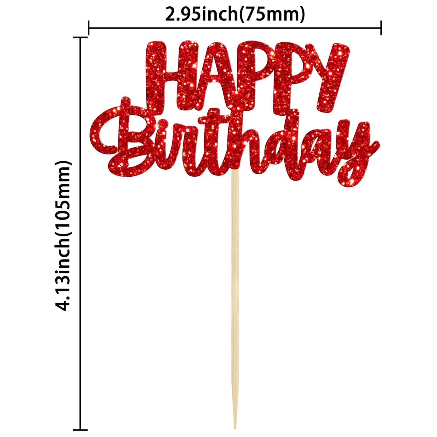 Gyufise 24Pcs Happy Birthday Cupcake Toppers Glitter Birthday Cupcake Food Picks for Celebrating Happy Halloween Theme Party Cake Decorations Supplies Black Red