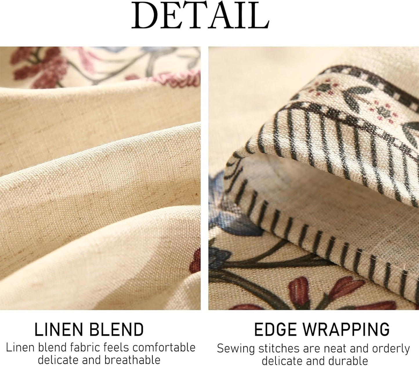 ISAENNE Designer Linen Light Beige Small Round Tablecloth,French Colorful Floral Table Cloth,Stain Resistant Decor Tablecloths for Dining Thanksgiving Christmas Kitchen,Diameter 55"-Helena E