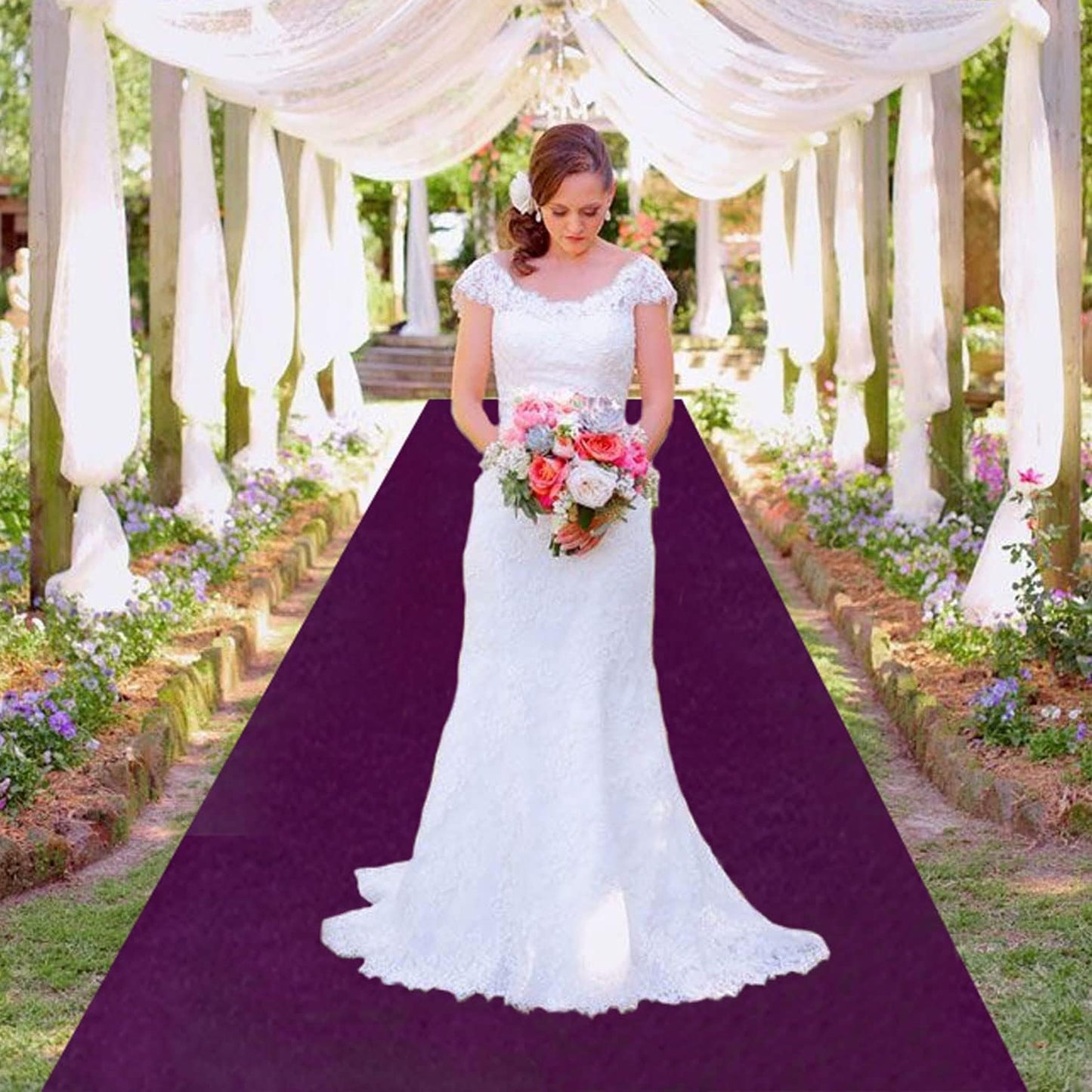 MODFUNS Purple Aisle Runner for Wedding Ceremony 4x15Ft Velvet Aisle Runner Decor Wedding Runway Rug Prom Aisle Wedding Rug for Party Wedding Floor Runner for Hallway Outdoor