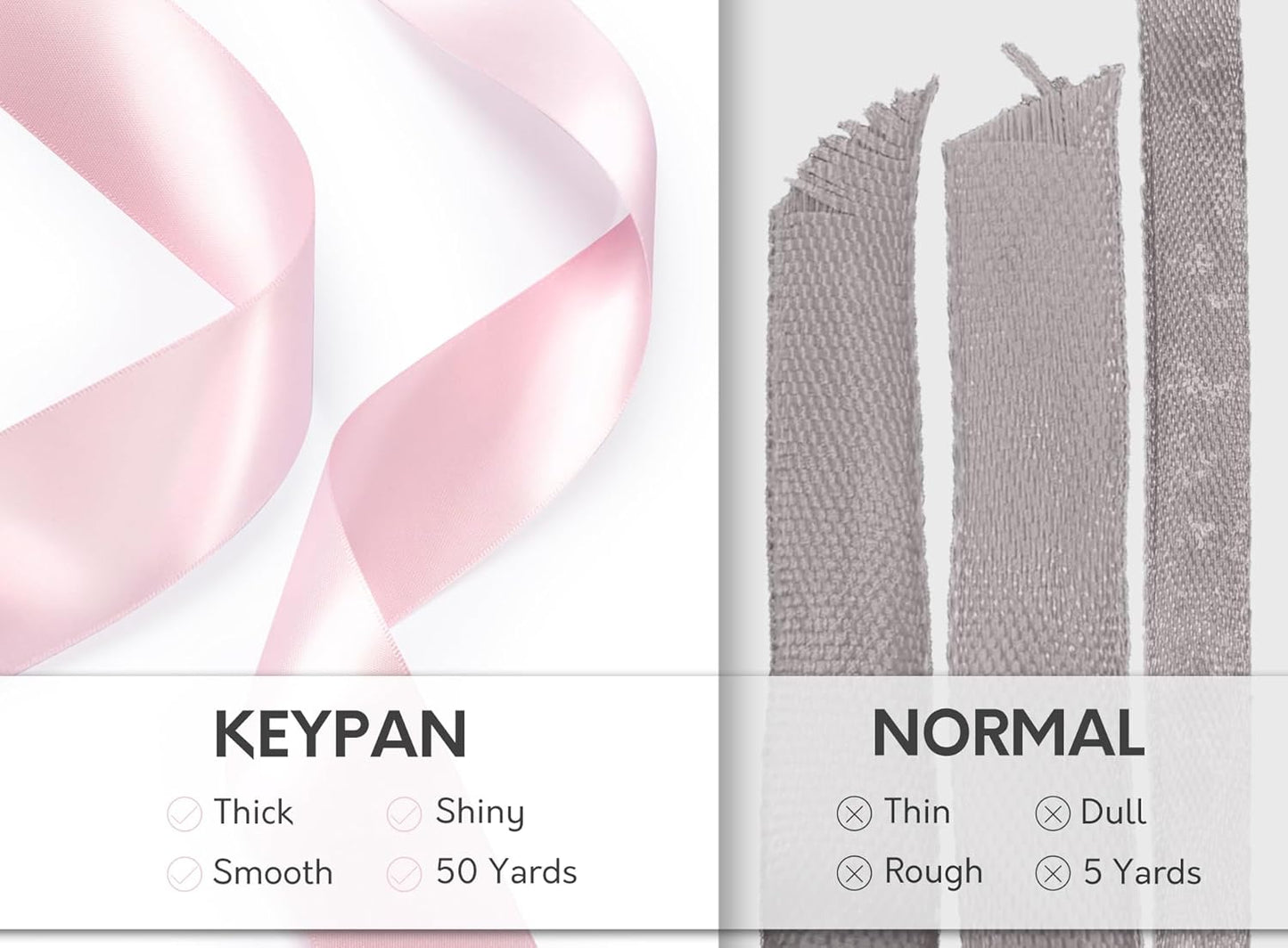 Pink Satin Ribbon for Valentines Day 1-1/2 Inch x 50 Yards Double-Faced Ribbons for Flower Bouquet Gift Wrapping Party Decor Wedding Invitation DIY Craft