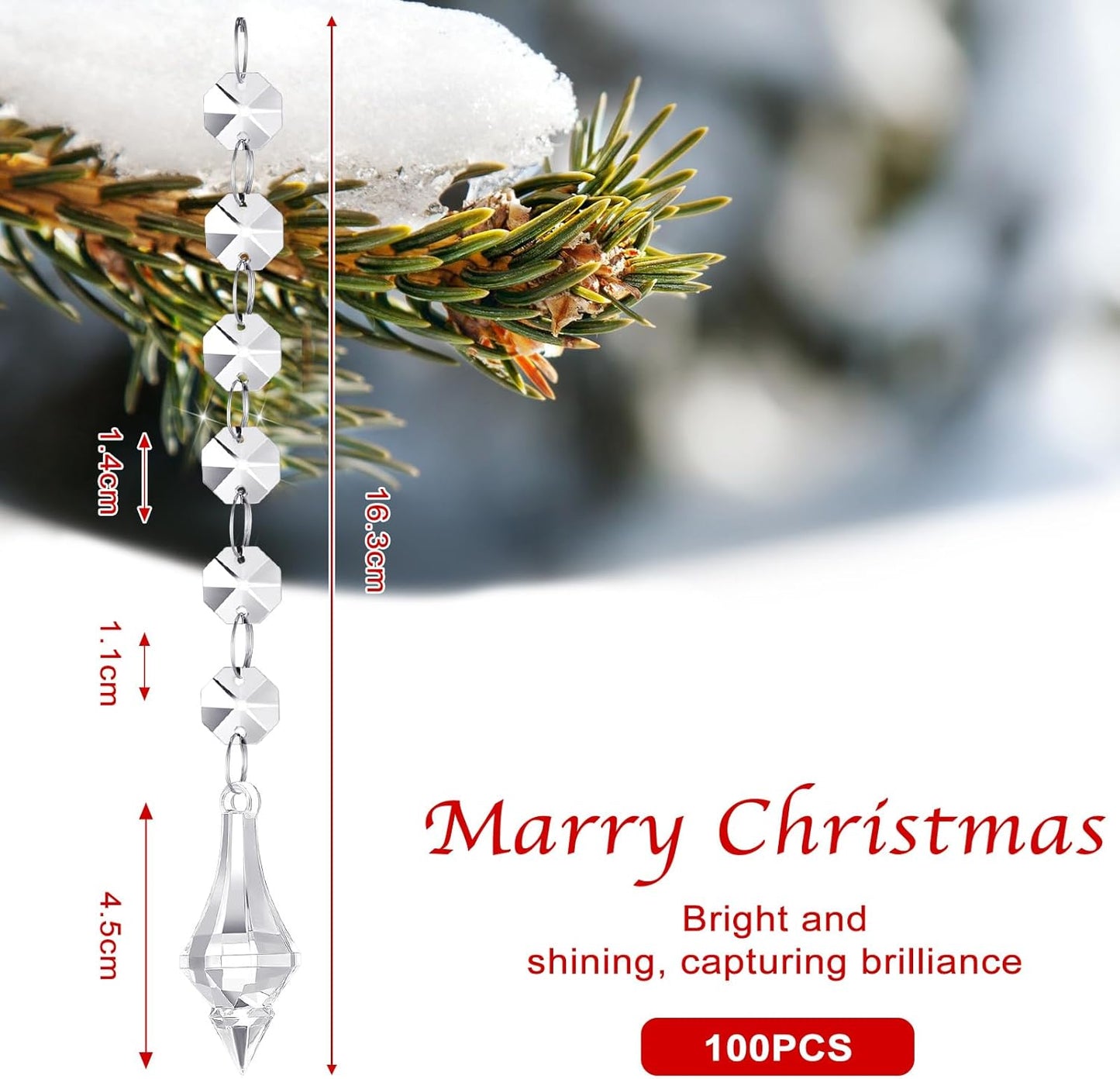 Nuenen 100 Pcs Acrylic Hanging Crystals for Centerpieces Chandelier Clear Crystal Garland Strands Ornament Acrylic Clear Beads Prisms Pendant for Christmas Tree Window Home Decoration(Lantern)