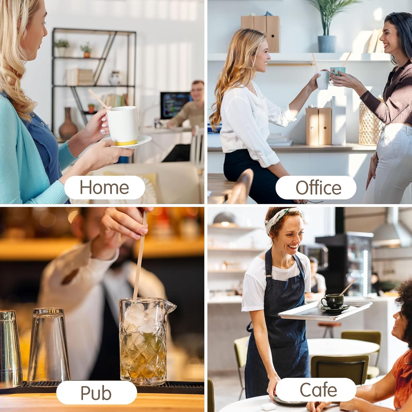 WISYOK 1000 PCS Coffee Stirrers, 7 Inch Premium Birch Wood Sticks, Smooth Round Ends, Splinter-Free Disposable Stir Sticks for Coffee Bar, Office, Home Use