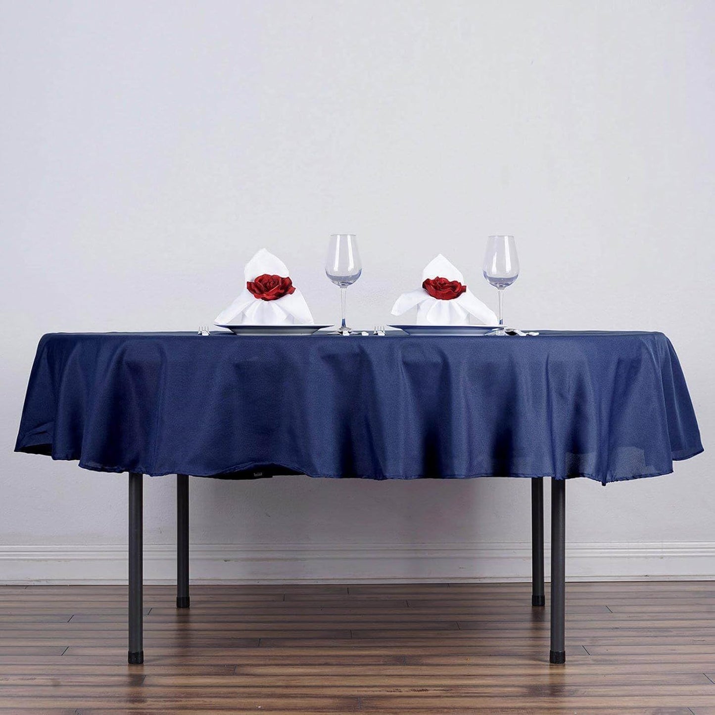 Efavormart Round Tablecloth, 90 Inch Stain & Wrinkle Resistant Washable Table Cloth, Decorative Polyester Fabric Table Cover for Banquet, Wedding, Dining- Navy Blue