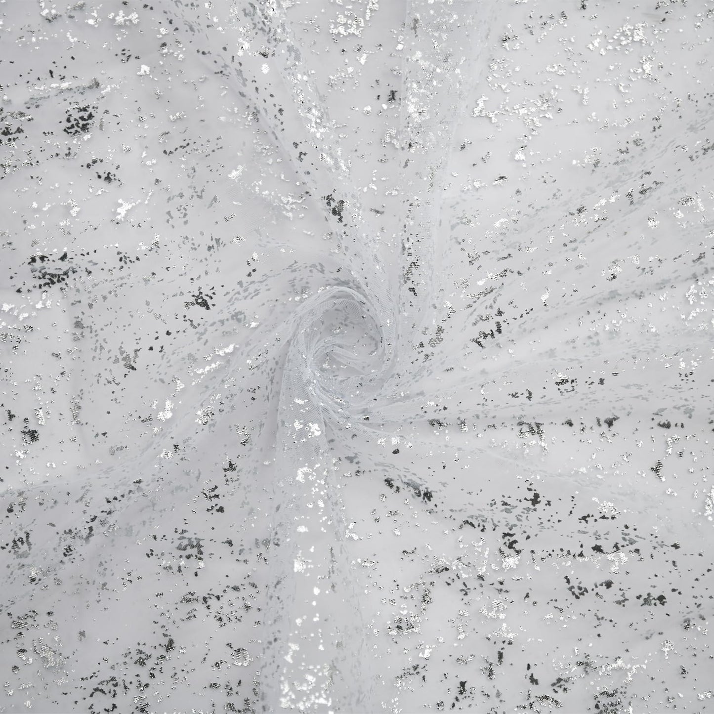 Artoid Mode White Silver Gauze Table Runner 120 Inch 10FT, Glitter Metallic Foil Sheer Dining Holiday Wedding Anniversary Birthday Table Decor for Home Party