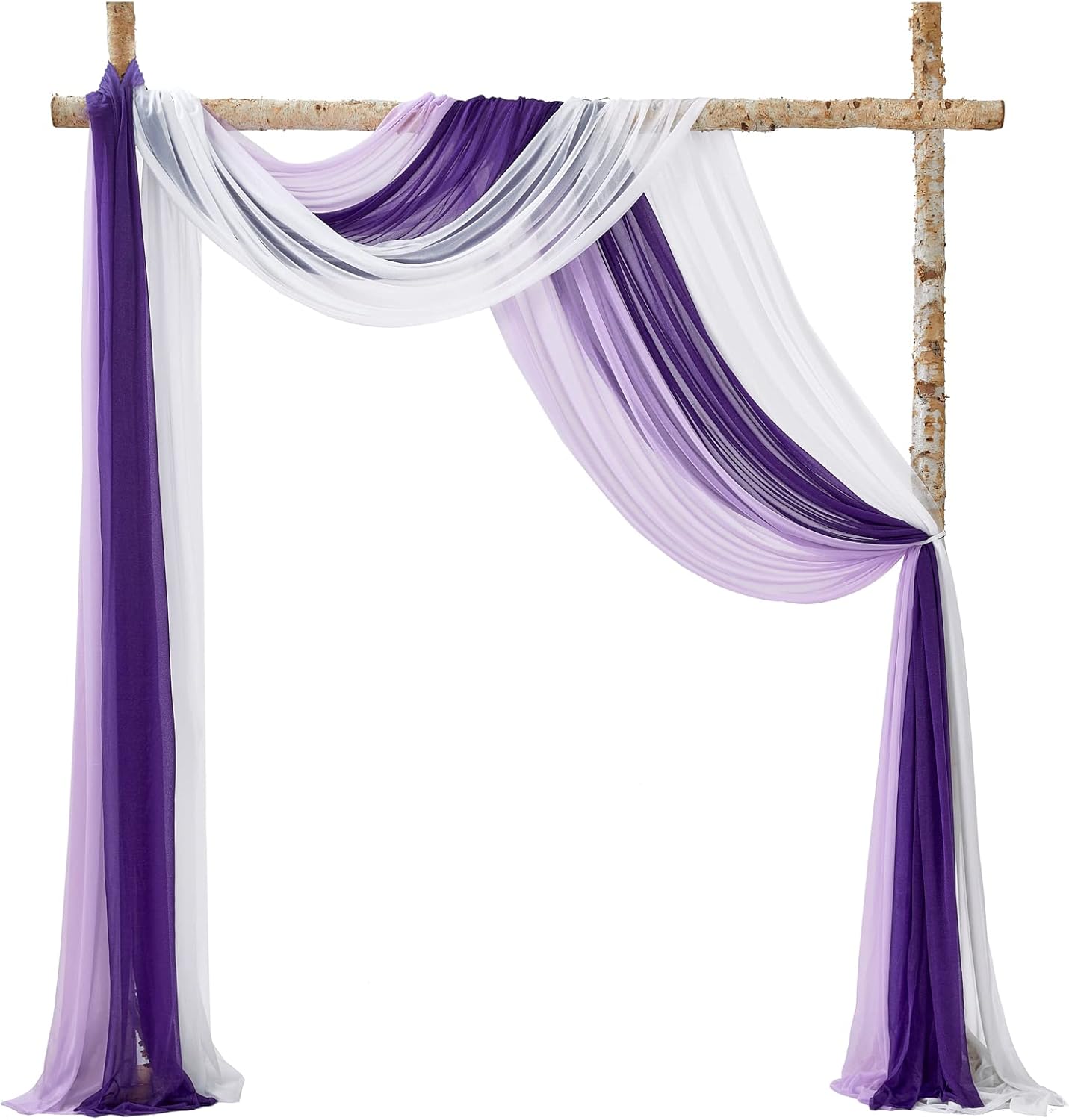 TINGE TIME 3 Panels Wedding Arch Draping Fabric, 30" x 20ft Gradient Purple Chiffon Fabric Wedding Arch Drapery Sheer Backdrop Curtain for Weddings Ceremony Party Decoration Bridal Show Reception