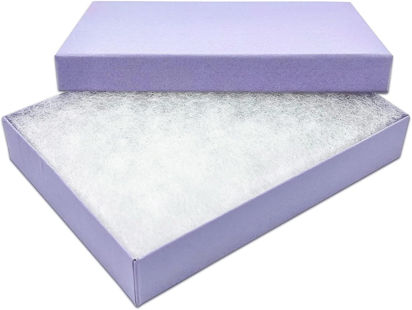 TheDisplayGuys - 25-Pack #53 Kraft Paper Cardboard Gift Boxes/Jewelry Cases w. Cotton Padding & Lid - Light Lavender - (5.4" x 3.9" x 1.0")