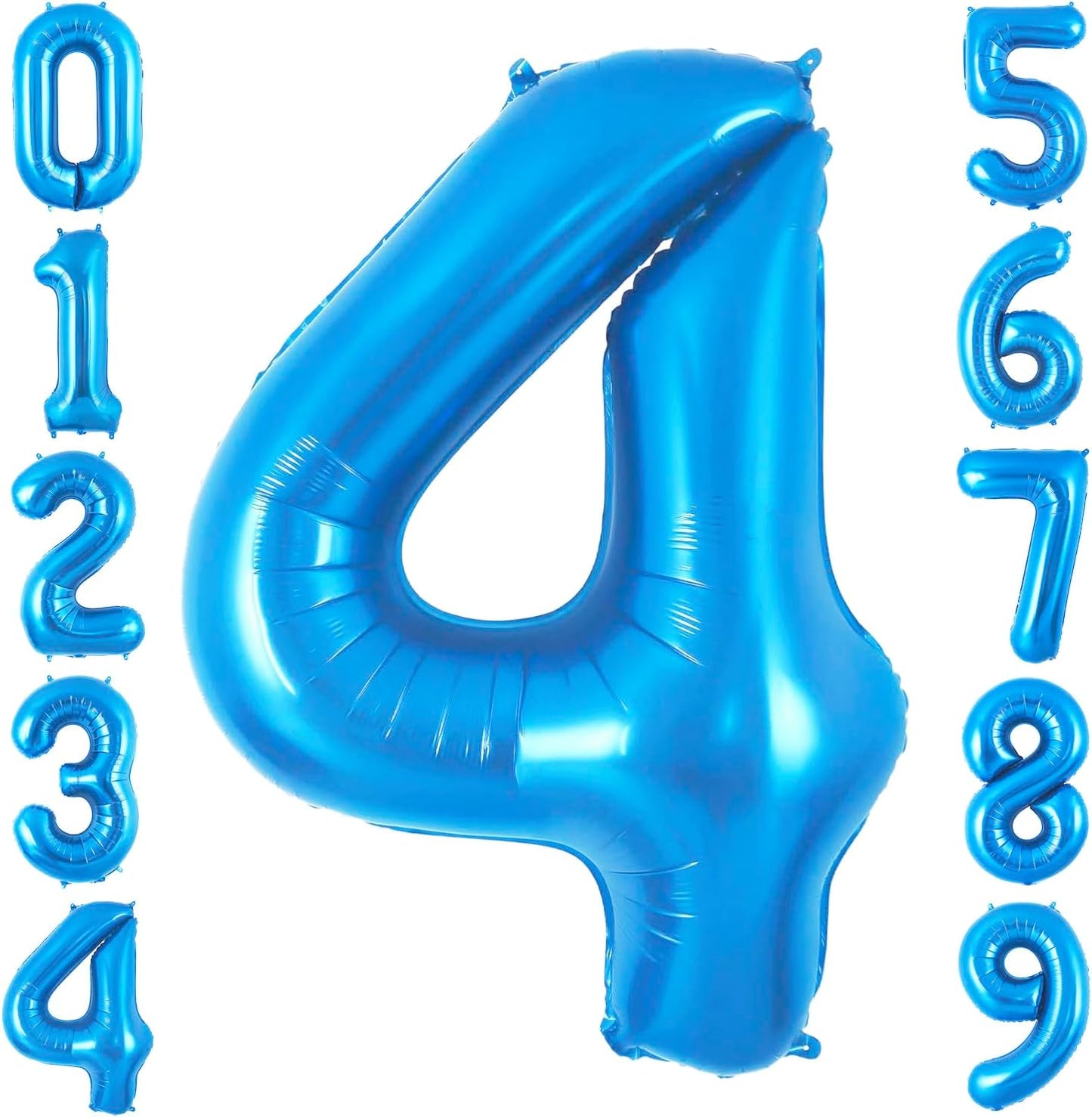 Blue 4 Balloon Number,40 Inch Number 4 Balloon Big Blue 4 Foil Mylar Helium Balloon for Birthday Party Decorations