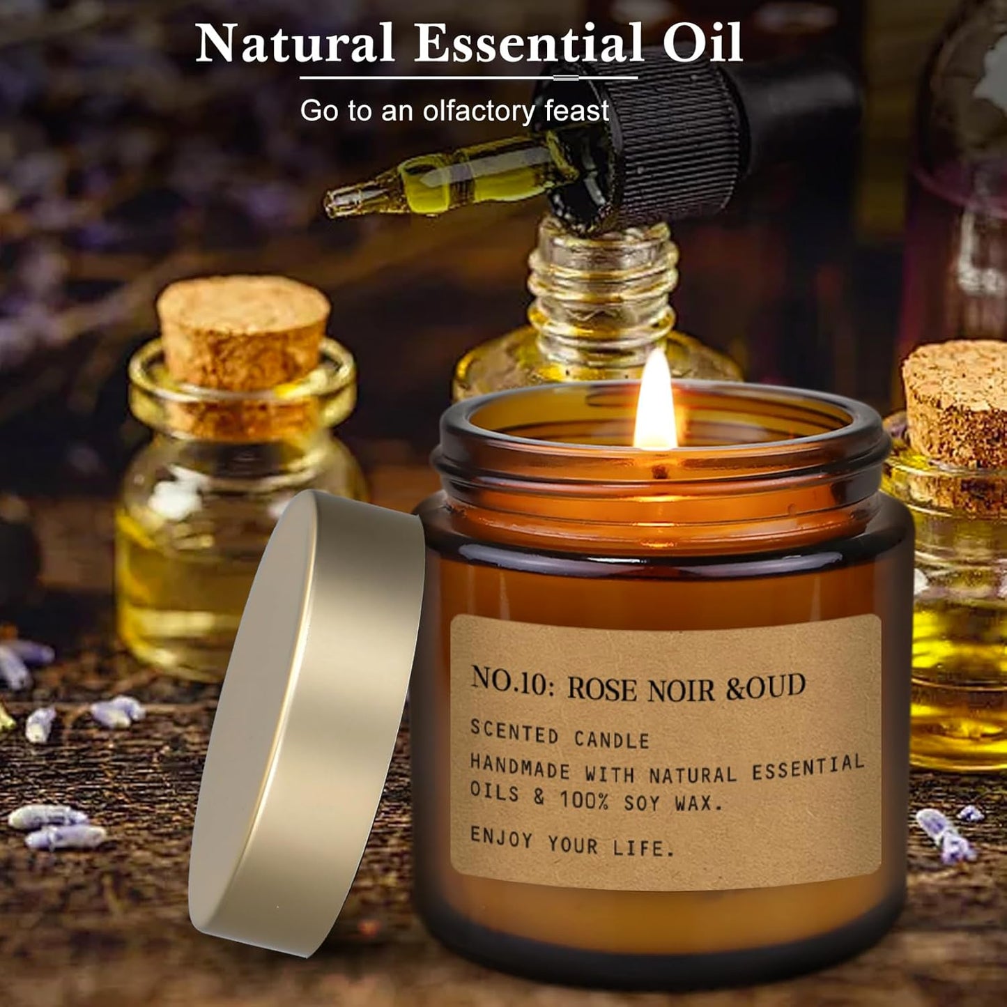 12 Pack Aromatherapy Candles for Home Scented, Aromatherapy Jar Candle Gifts for Women, Natural Soy Wax Amber Candle Set, Scented Candles Set for Birthday Valentine Birthday Day Present