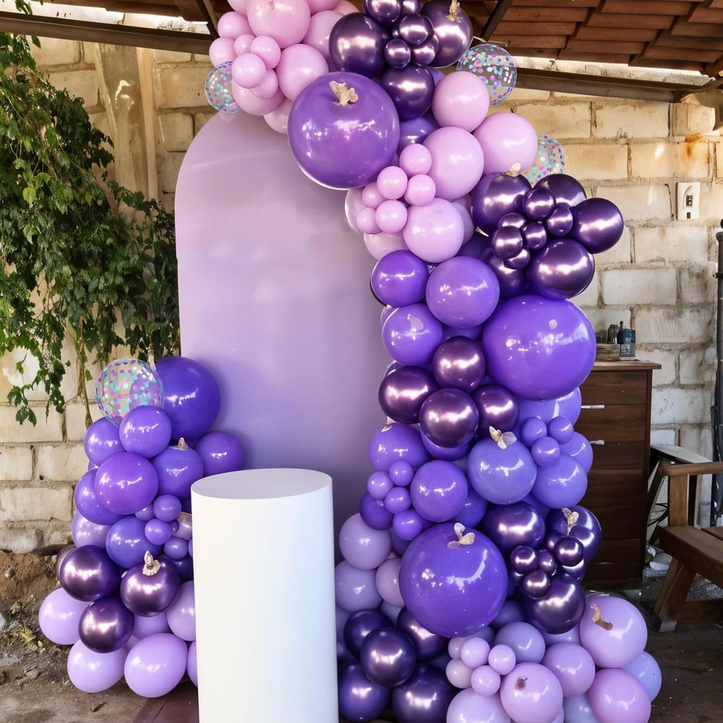 Pink and Purple Balloons, Pink Lavender Dark Purple Metallic Confetti Latex Balloons for Girls Women Birthday Party Baby Shower Bridal Shower Wedding Decorations