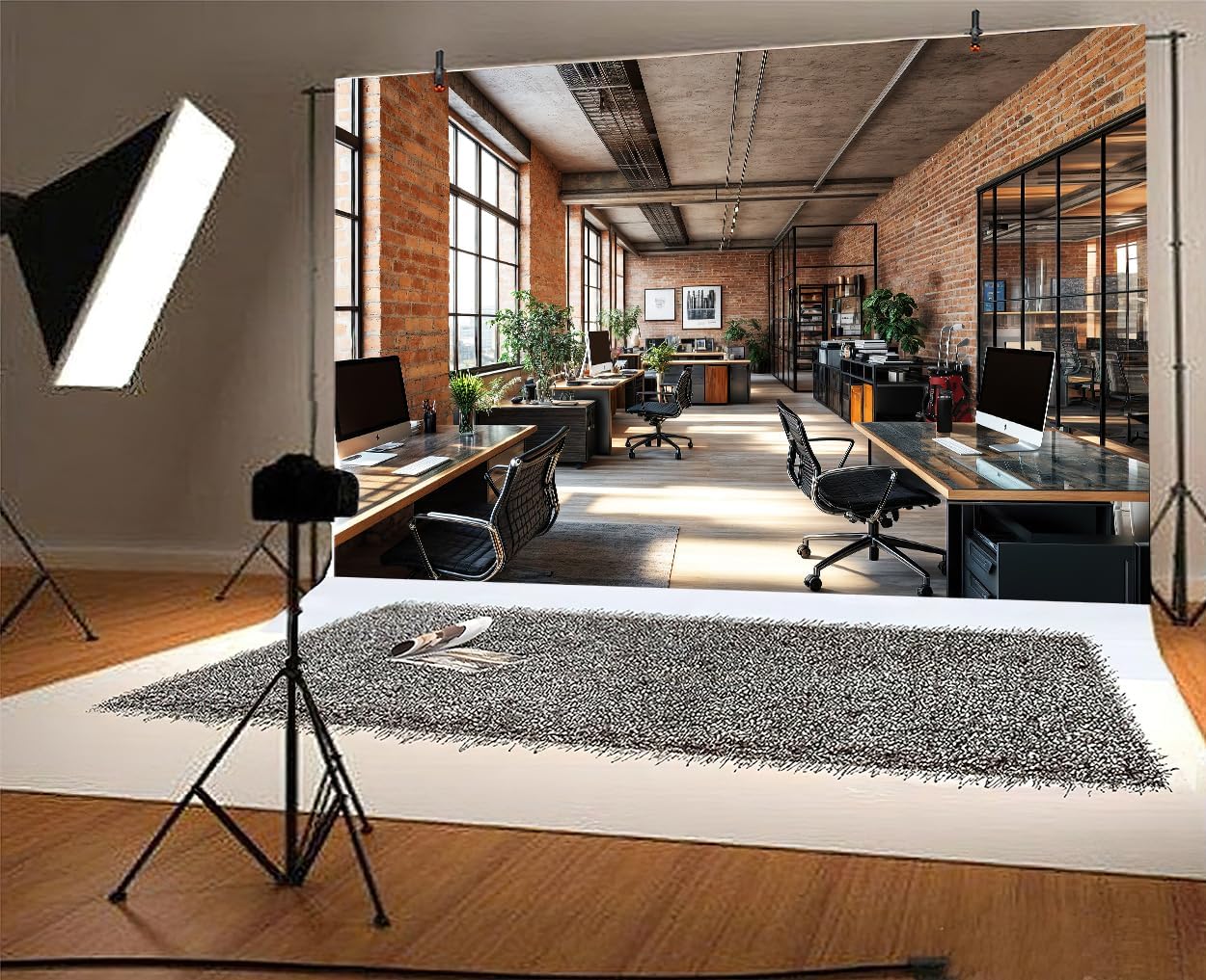 6X4ft Office Video Photo Backdrop Photography Background for Recording Conference, Zoom Home Podcast Backdrops Photo Booth Prop Decorations Wall Decor Tablecloth