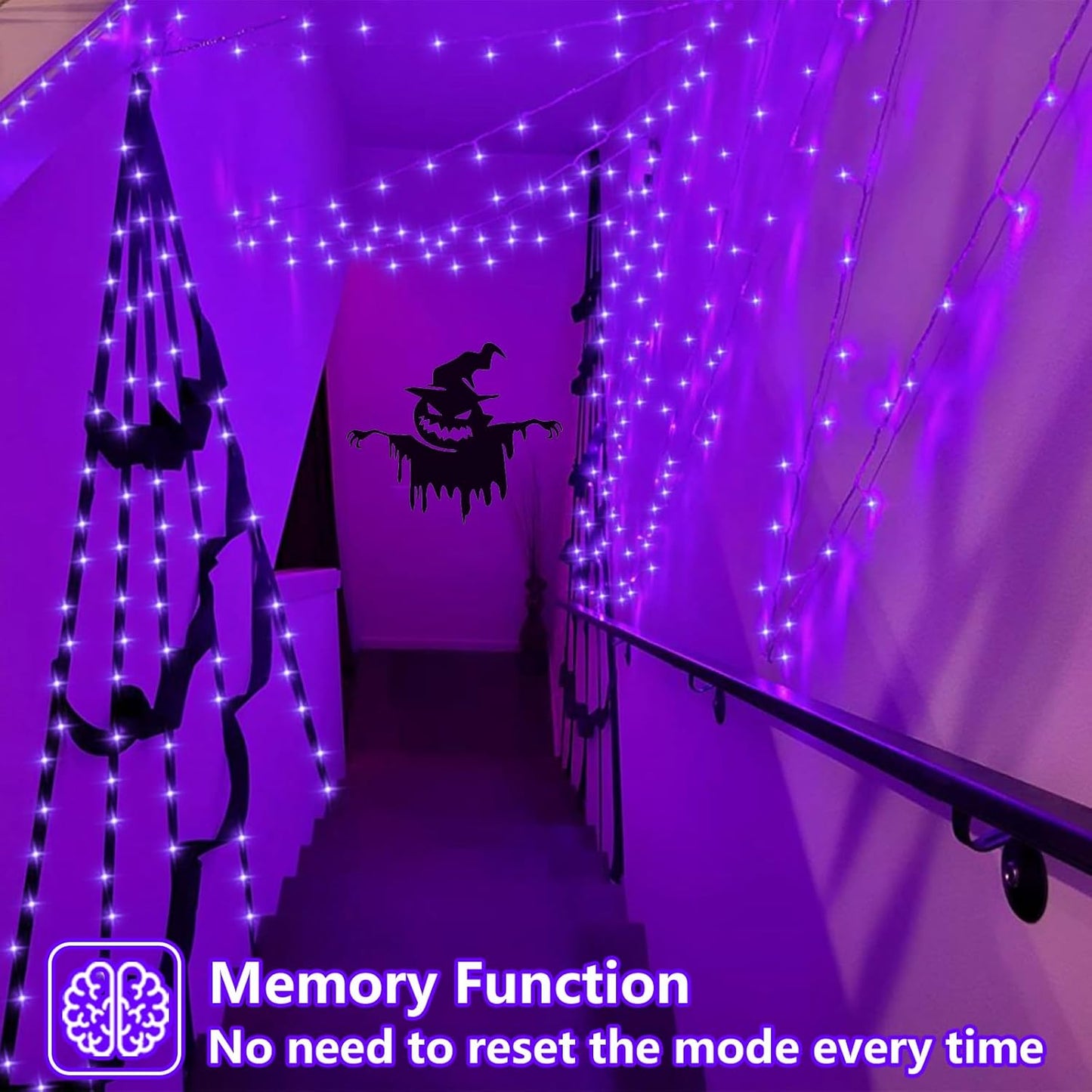 YEGUO 165ft 500 LED Halloween Lights Outdoor Waterproof, Purple String Lights Indoor Plug in, 8 Modes Clear Wire Purple Lights for Halloween Holiday Home Tree Garden Patio Decor