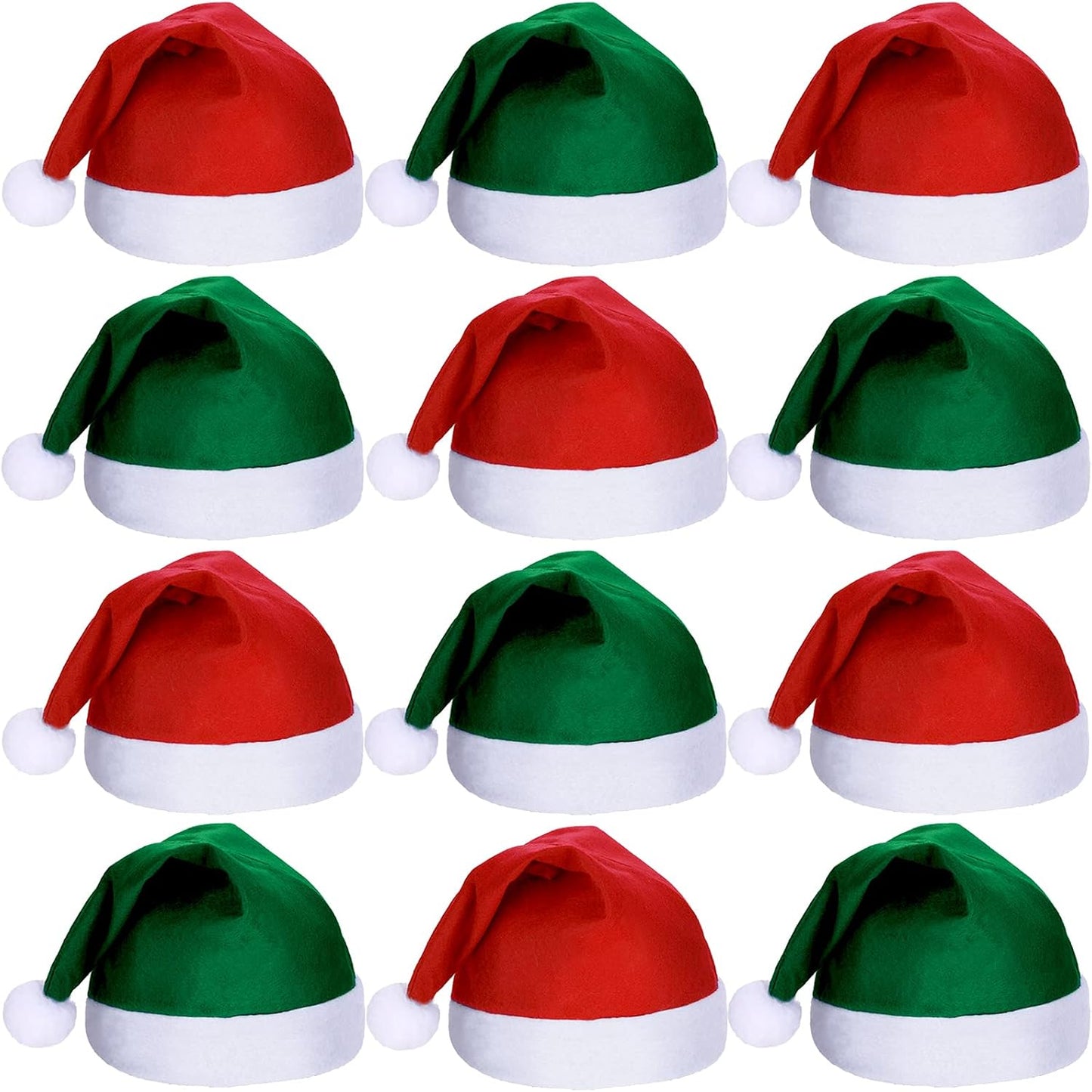 SATINIOR 12 Pieces Santa Hats Christmas Non Woven Fabric Hat for Holidays Xmas Party Supplies