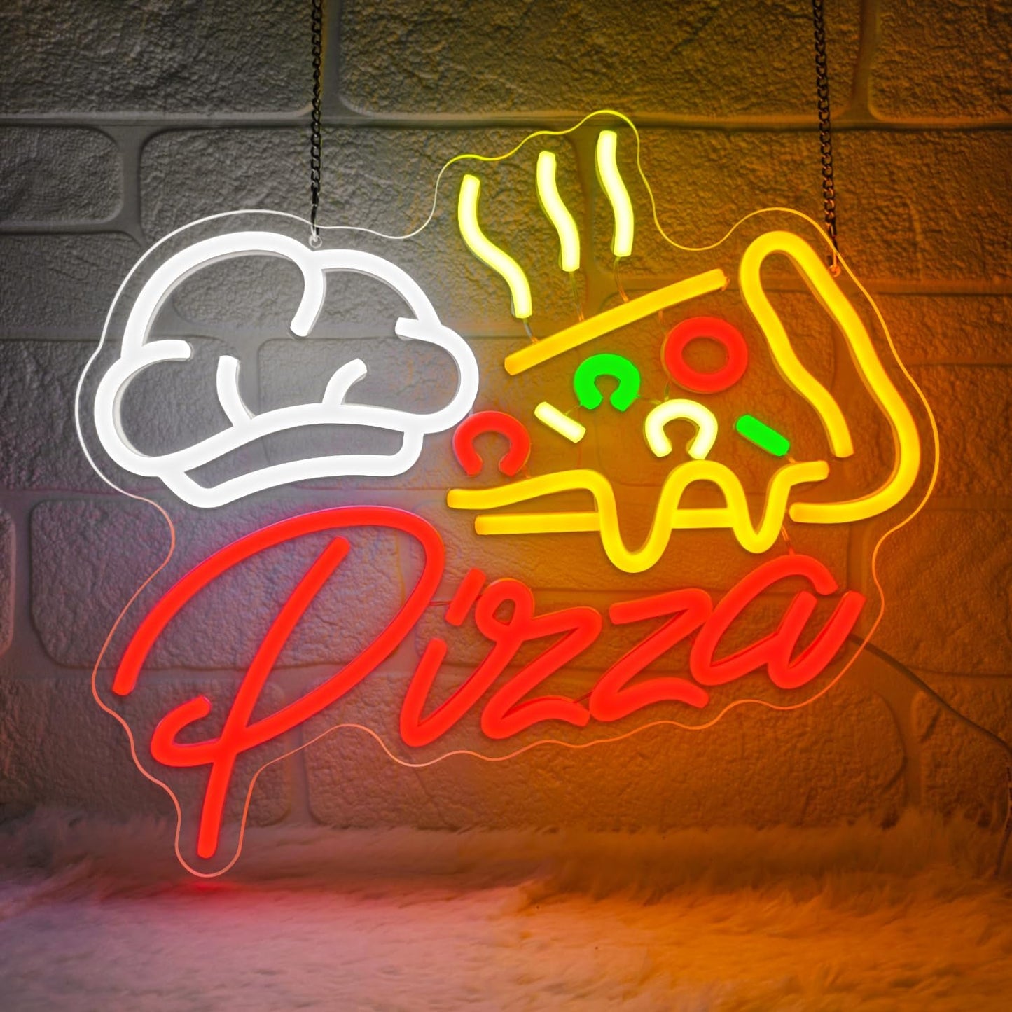 Pizza Neon Sign,Colorful Pizza Neon Signs for Wall Decor,Pizza Shaped Led Signs for Business Fast Food,Dimmable Pizza Neon Lights forKitchen,Light up Pizza Sign for Restaurant Pizza Shop