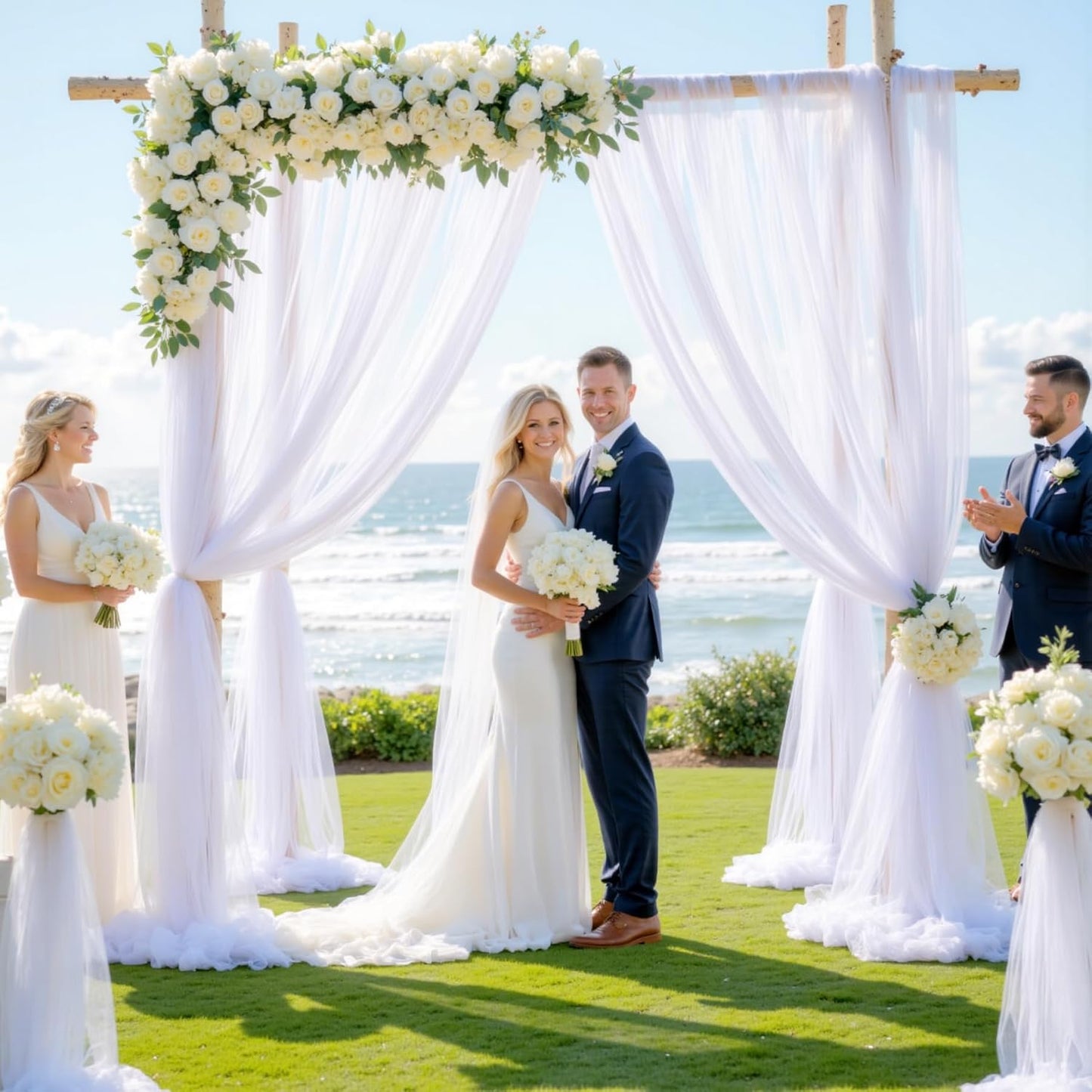 Wedding Arch Draping Fabric Backdrop 1 Panel 60" x 26Ft White Arch Drapes Curtains for Wedding Reception Sheer Tulle Backdrop Curtain for Ceremony Birthday Party Arbor Ceiling Decorations