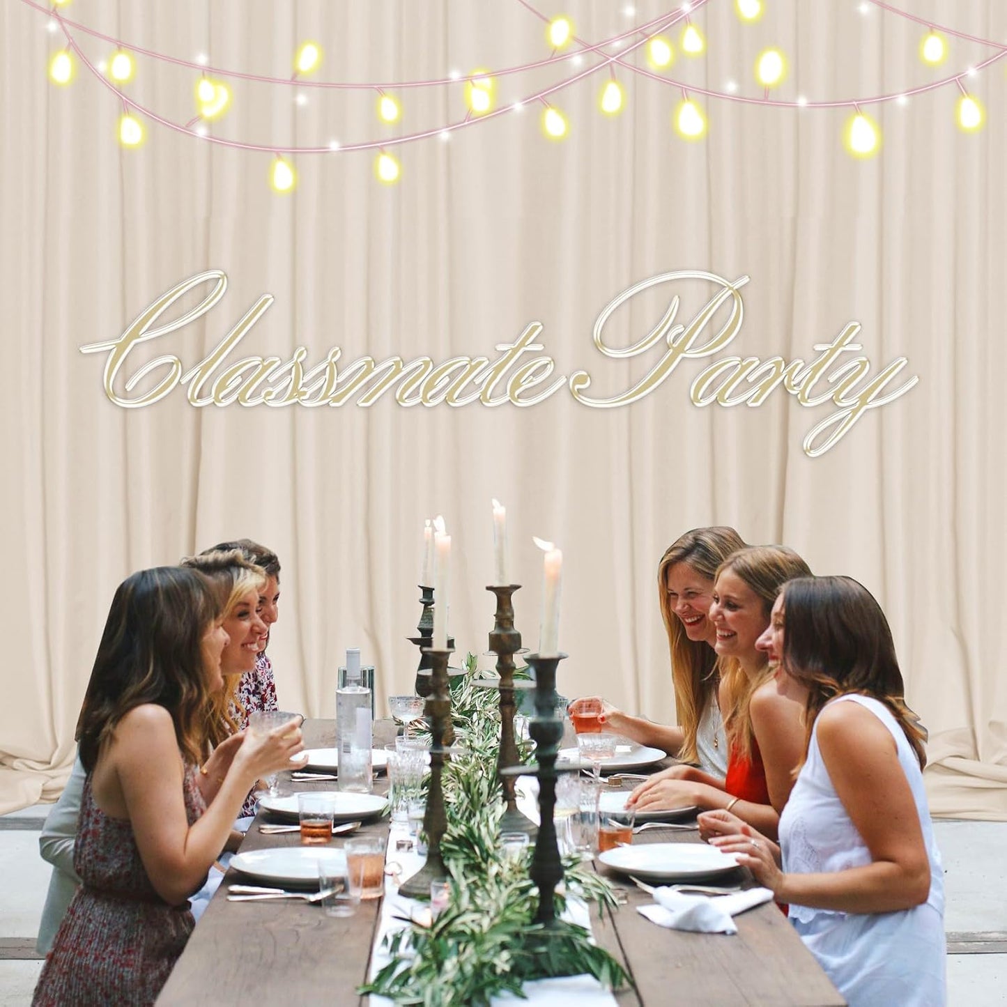 MEETSKY Beige Backdrop Curtains 10ft x 10ft for Wedding Birthday Baby Shower Photography Backdrop Fabric Curtains Drapes Home Window Decorations Rod Pocket Window Drapes,5ft x 10ft, 2 Panels