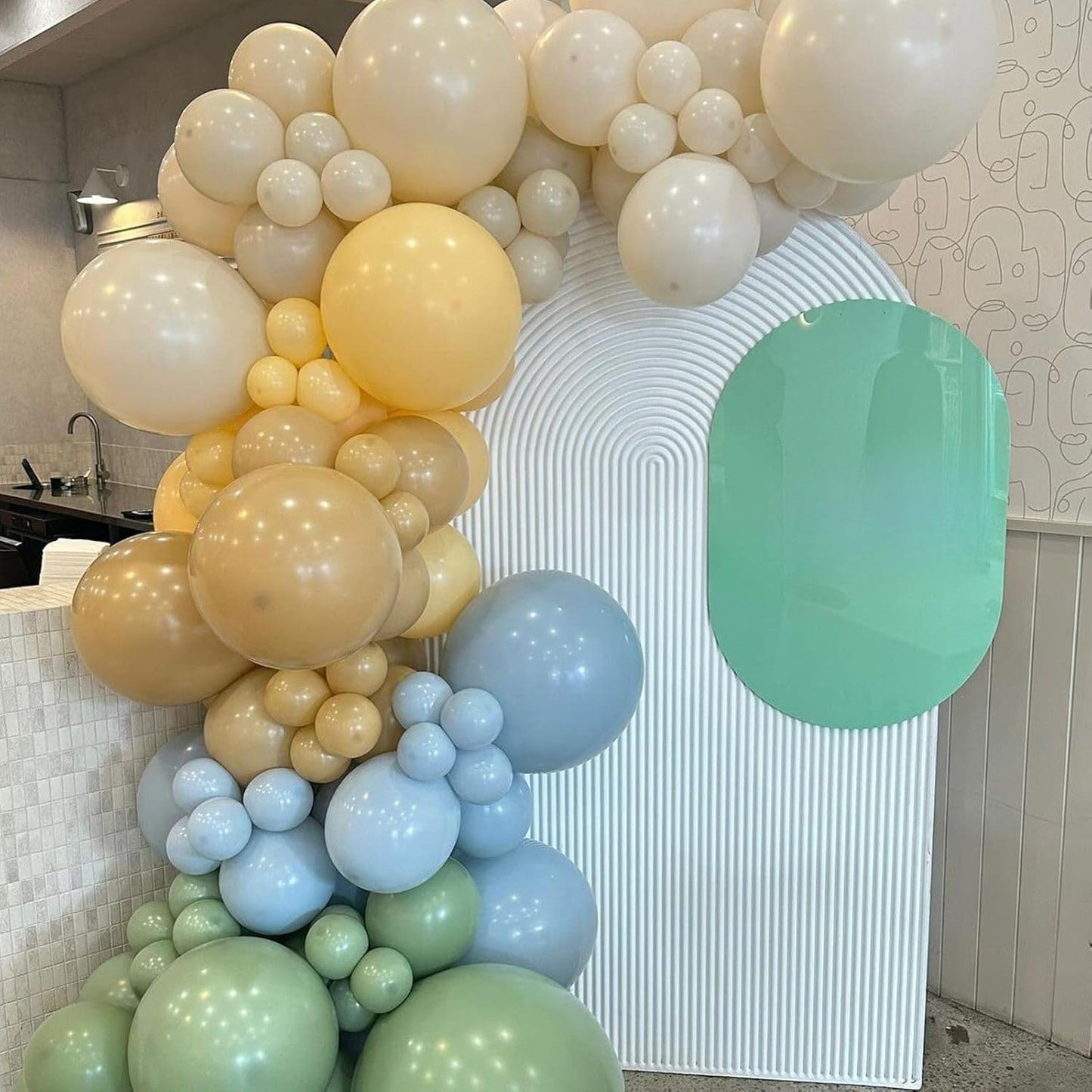 Sage 52 PCS 12 Inch Multi-Colored Balloons for Birthday Parties - Includes Blue, Green, Yellow, Dusty Blue, Bean Green, Sand, White, Maca, Yellow Latex Balloons