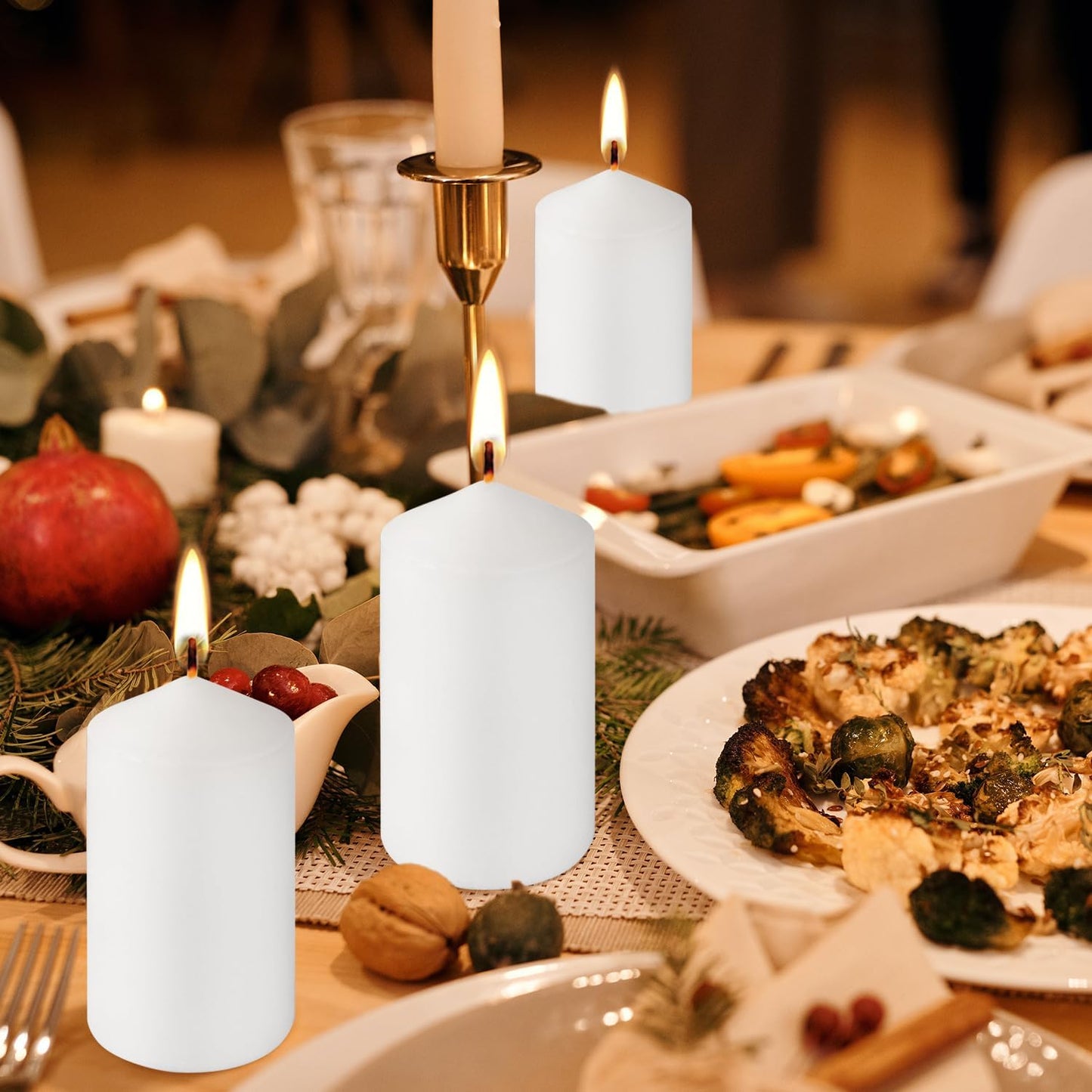 20-Pack 2 x 4 Long Burning Unscented White Tall Pillar Candles - Perfect for Home, Weddings and Special Events.