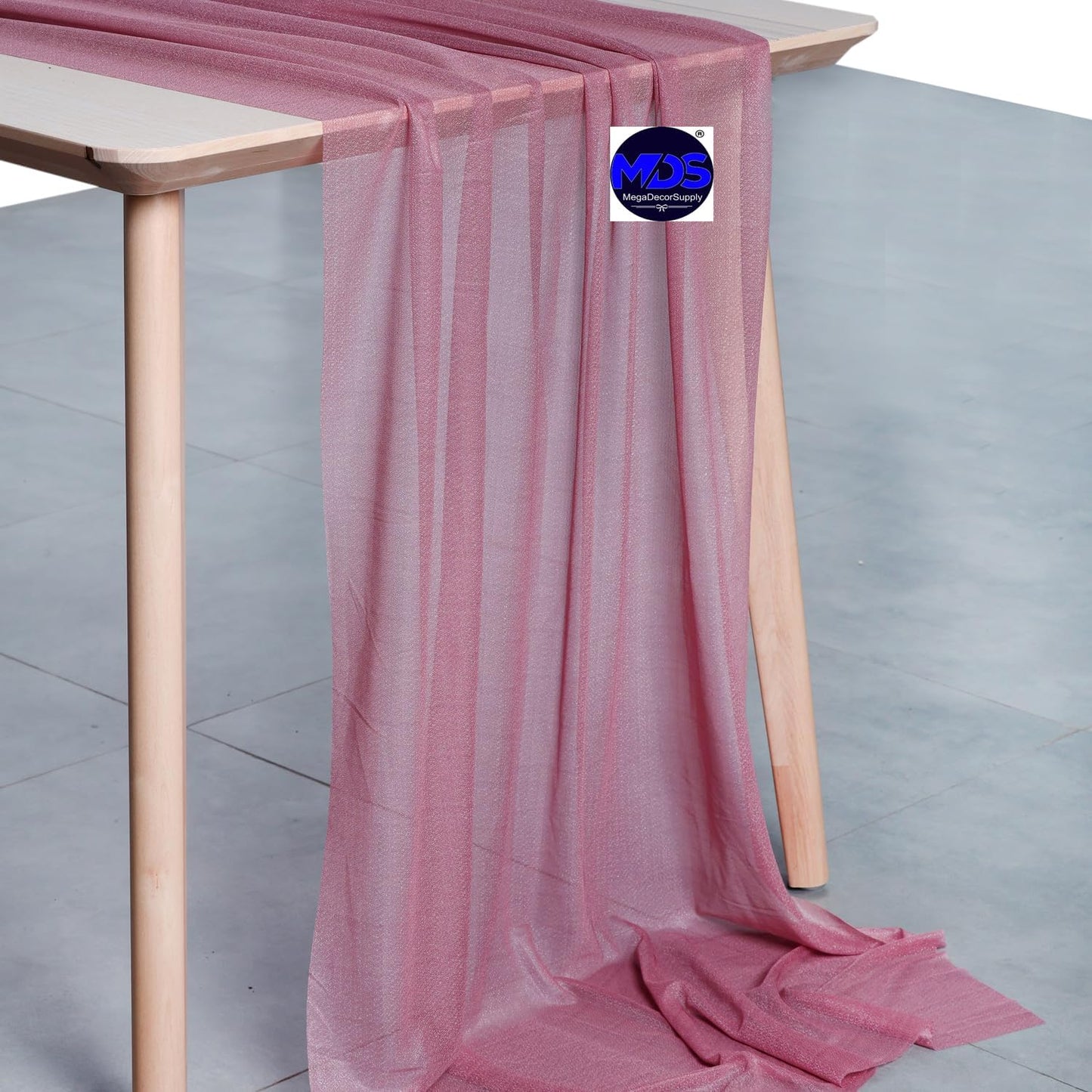 MDS 5 Pack 10ft Chiffon Table Runner 29 x 120 Inches Sheer Wedding Runner Romantic Rustic Table Runner for Wedding Decorations, Birthday Parties, Bridal Shower Party Arch Decor - mauva