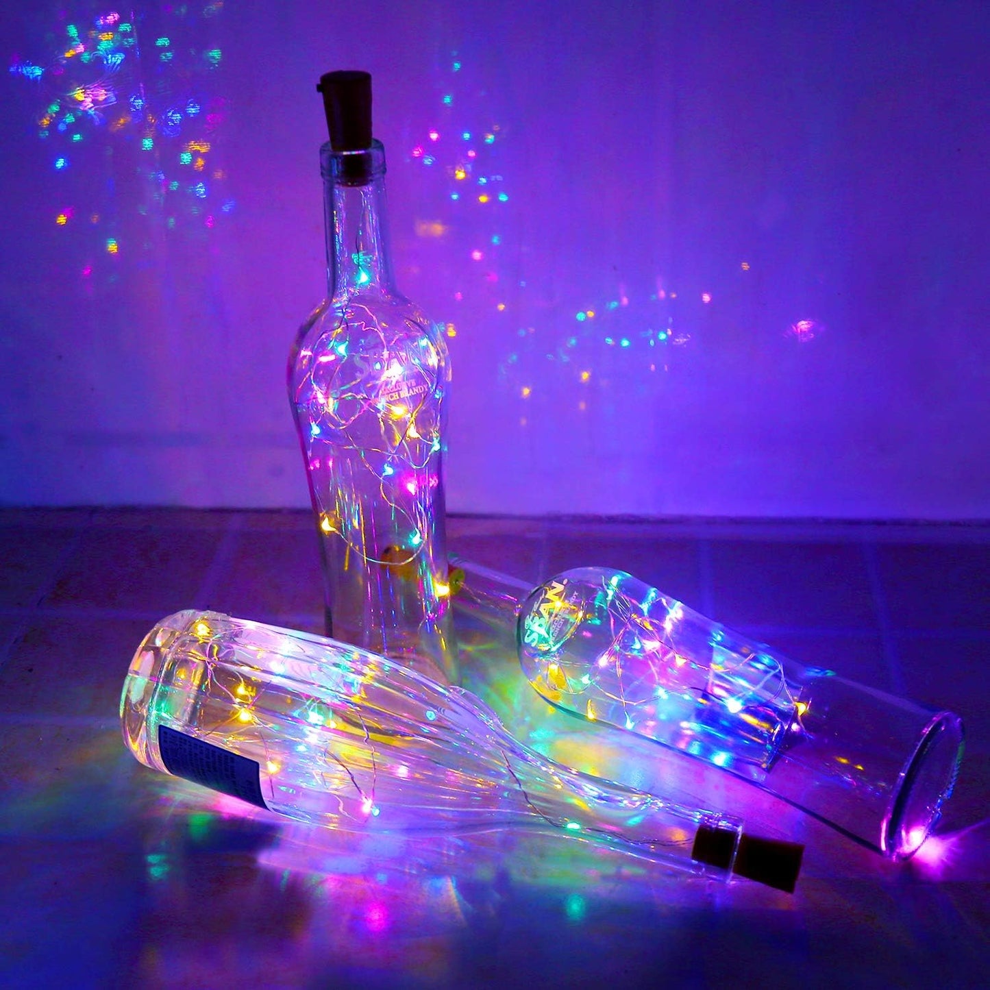 Aluan Wine Bottle Lights with Cork 10 Pack 20 LED Christmas Mini Fairy Lights, Waterproof Battery Operated Bottle Lamps for Liquor Bottles Party Bar Rustic Wedding Table Indoor Decoration, Multicolor
