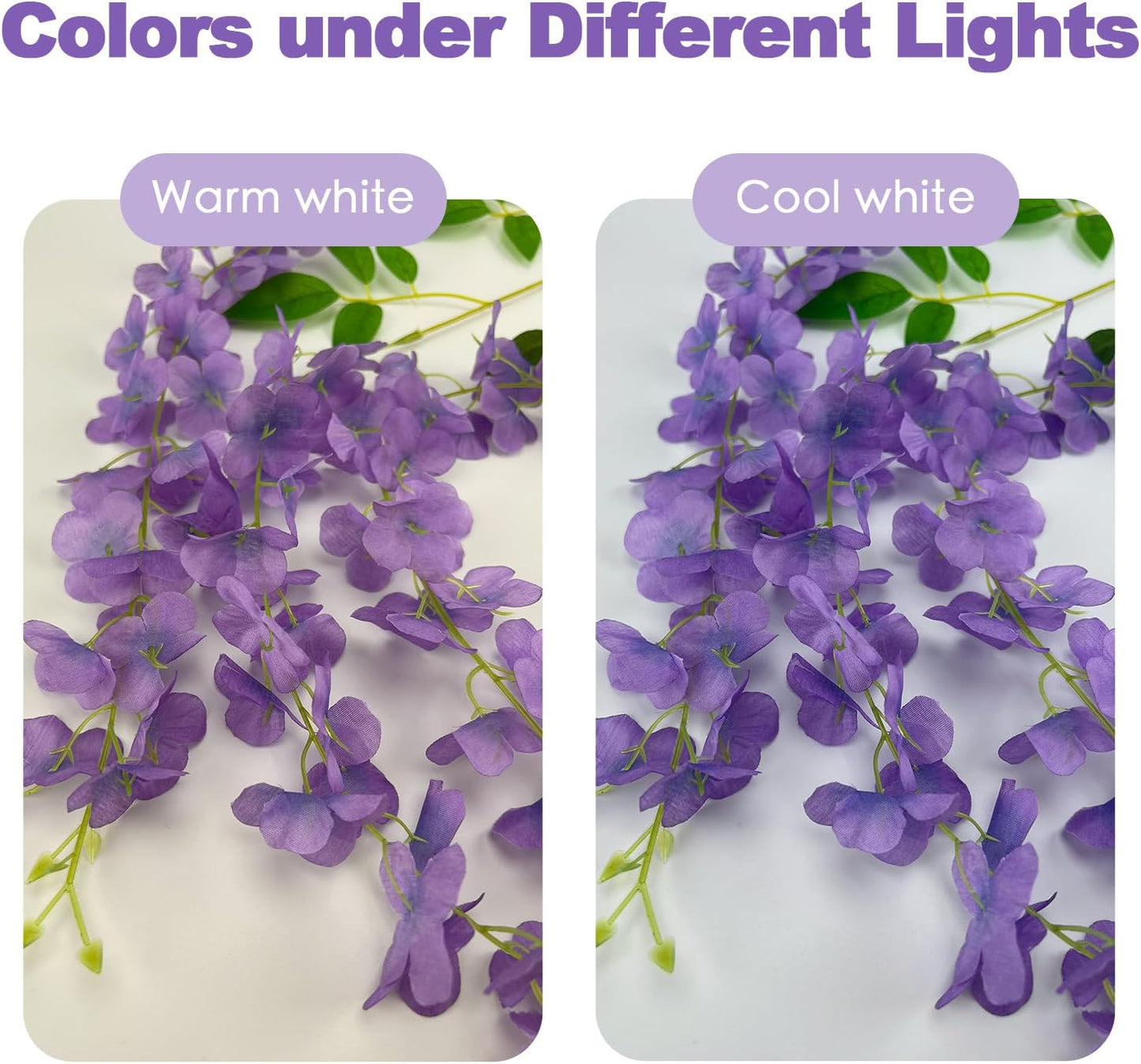 24 Pcs of Wisteria Hanging Flowers, 3.75 Feet Fake Wisteria Flower Strings, Artificial Wisteria Flowers Hanging Garland for Backdrop, Wedding, Ceremony,Garden and Home Wall Decoration (Light Purple)