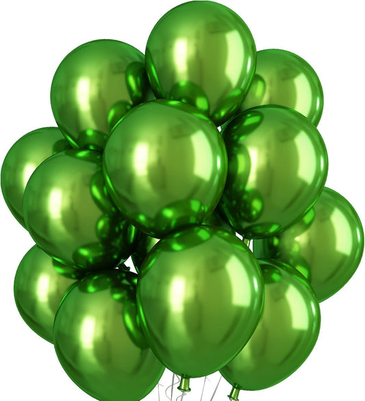 Chrome Green Balloons 12 Inch, Double Stuffed Metallic Light Green Balloons, Shiny Thick Chrome Metallic Balloon Latex Helium Balloon for Birthday Wedding Party Decoration Supplies