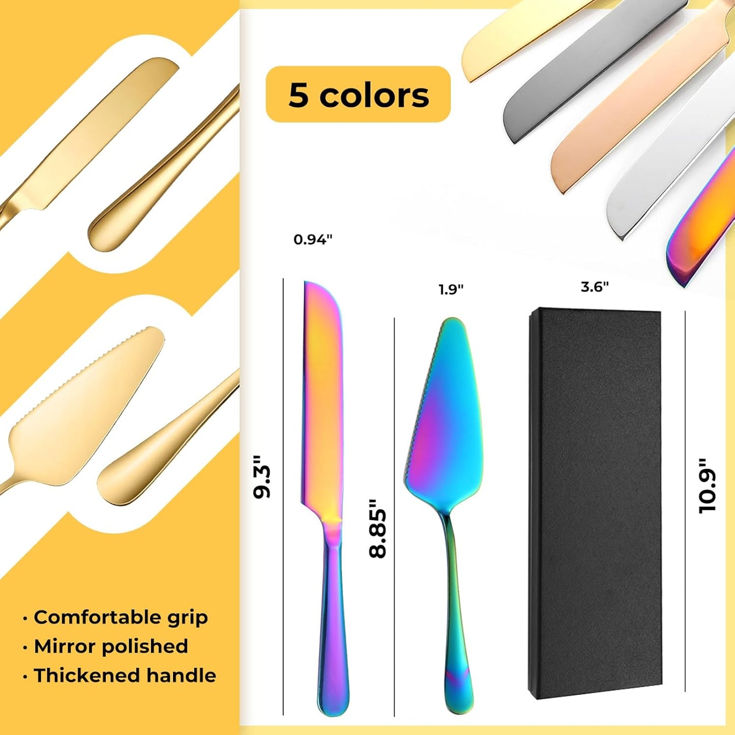 Personalized Wedding Cake Knife and Server Set Stainless Steel Cake Cutter Server Engraved Cake Cutting Set for Wedding Anniversary Engagement Birthday Gifts