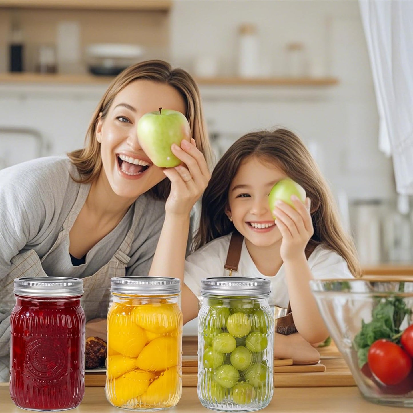 WELLIFE Wide Mouth Mason Jars, 2 Pcs Wide Mouth Mason Jars 32 OZ for Preserving,Jam,Honey,Wedding Favors,Sauces,Meal Prep,Salad,Yogurt & Decor