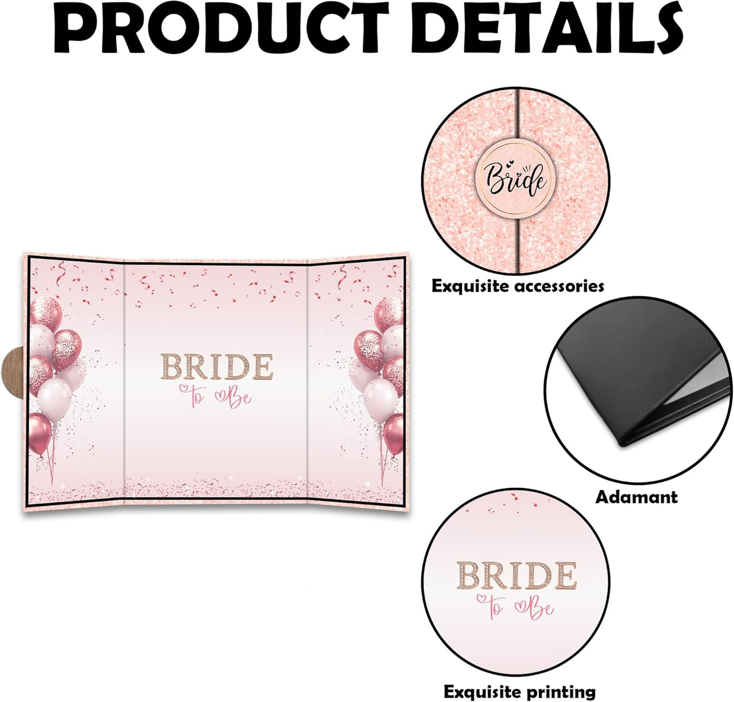 Pink Balloon Bridal Shower Decorations - Bride-to-Be Alternative Signature Guest Book for Women - 18 ''x12'' Signature Book Gifts - Bachelorette Party Wedding Reception Decor & Supplies - A06