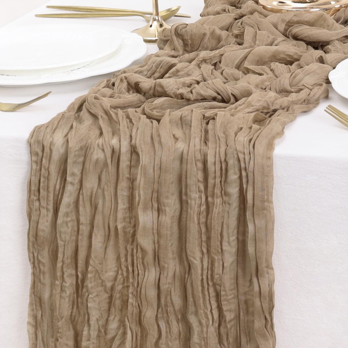 Nude Table Runner Cheesecloth Table Runner 14FT Farmhouse Table Runners 160 Inches Fall Table Decor Dining Room Centerpiece Wedding Boho Baby Shower Birthday