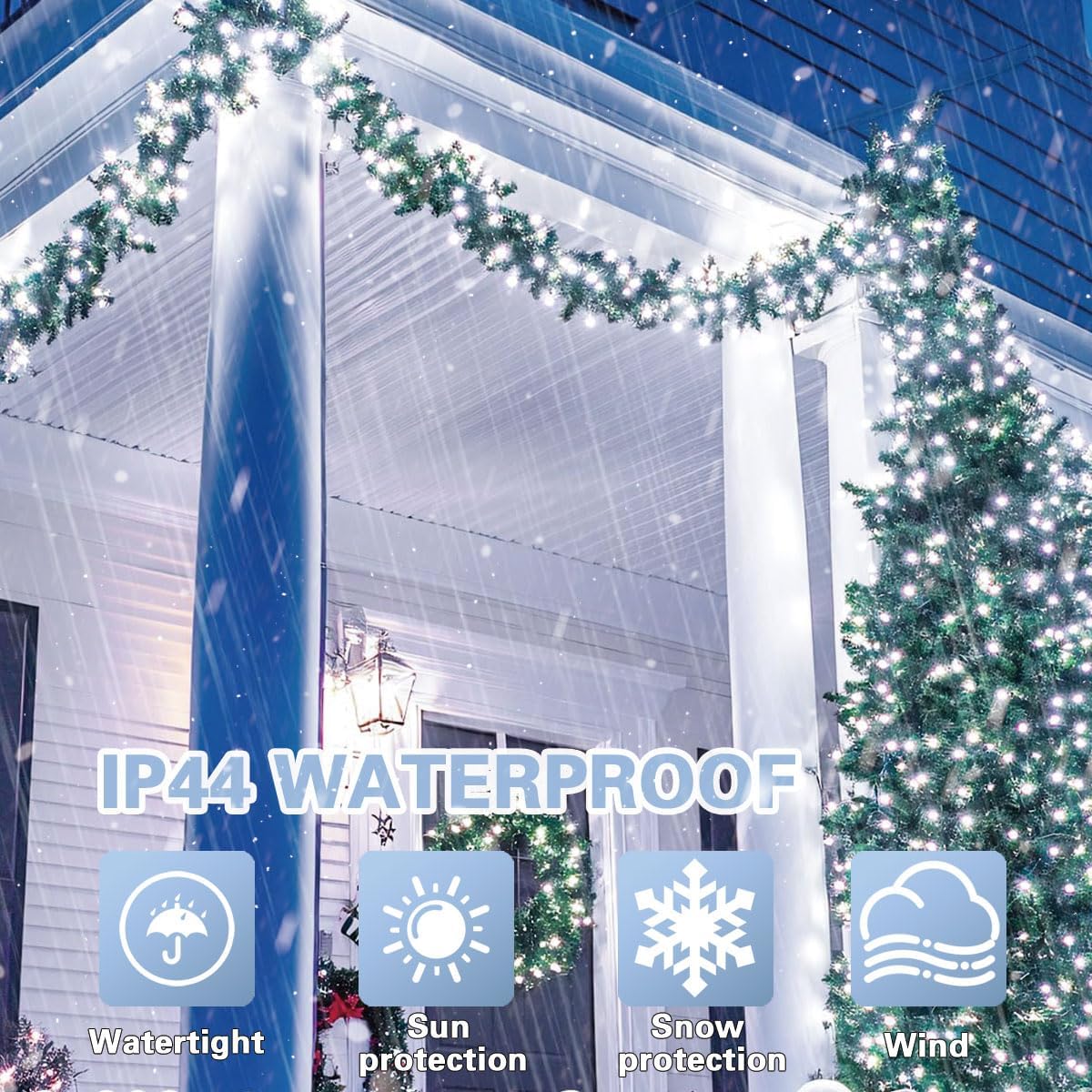 LAMPHOME 66ft Christmas Decorative Mini Lights,200 LED Transparent Wire Fairy Starry String Lights Plug in, 11 Lighting Modes, for Indoor Outdoor Xmas Tree Wedding Party Decoration (White)