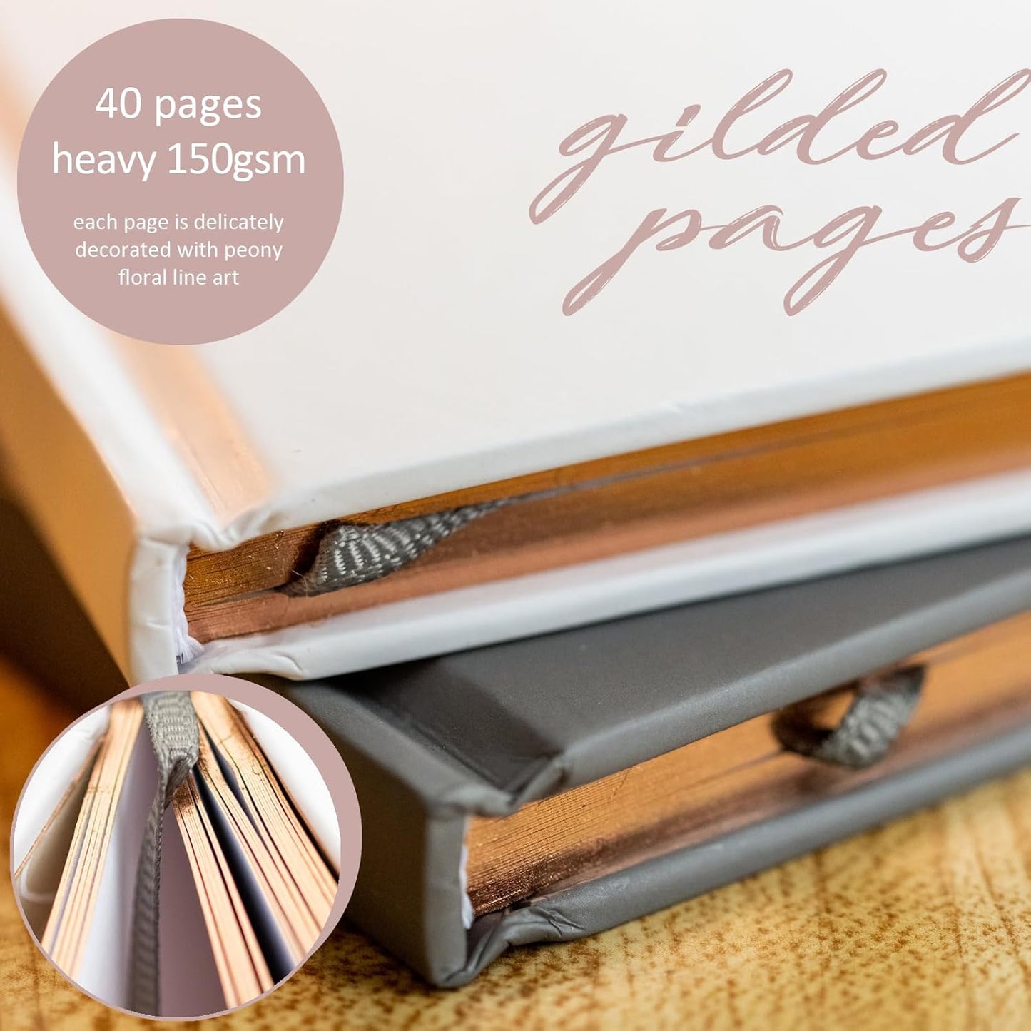 GSM Brands Wedding Vow Books His and Her Hardcover, Ivory Pages, Gold Foil Embellishments 2Pcs (3.9 x 5.5, 40 Pages Each) Includes Ribbon Bookmark