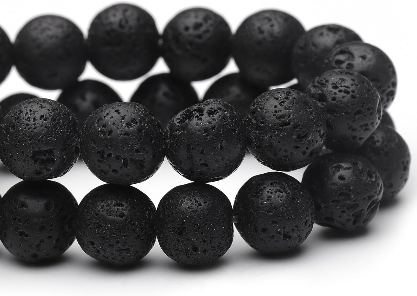 10mm Natural Stone Beads for Jewelry Making,Black Lava Polished Smooth Round Gemstone Beads for Bracelet Necklace 15 Inch