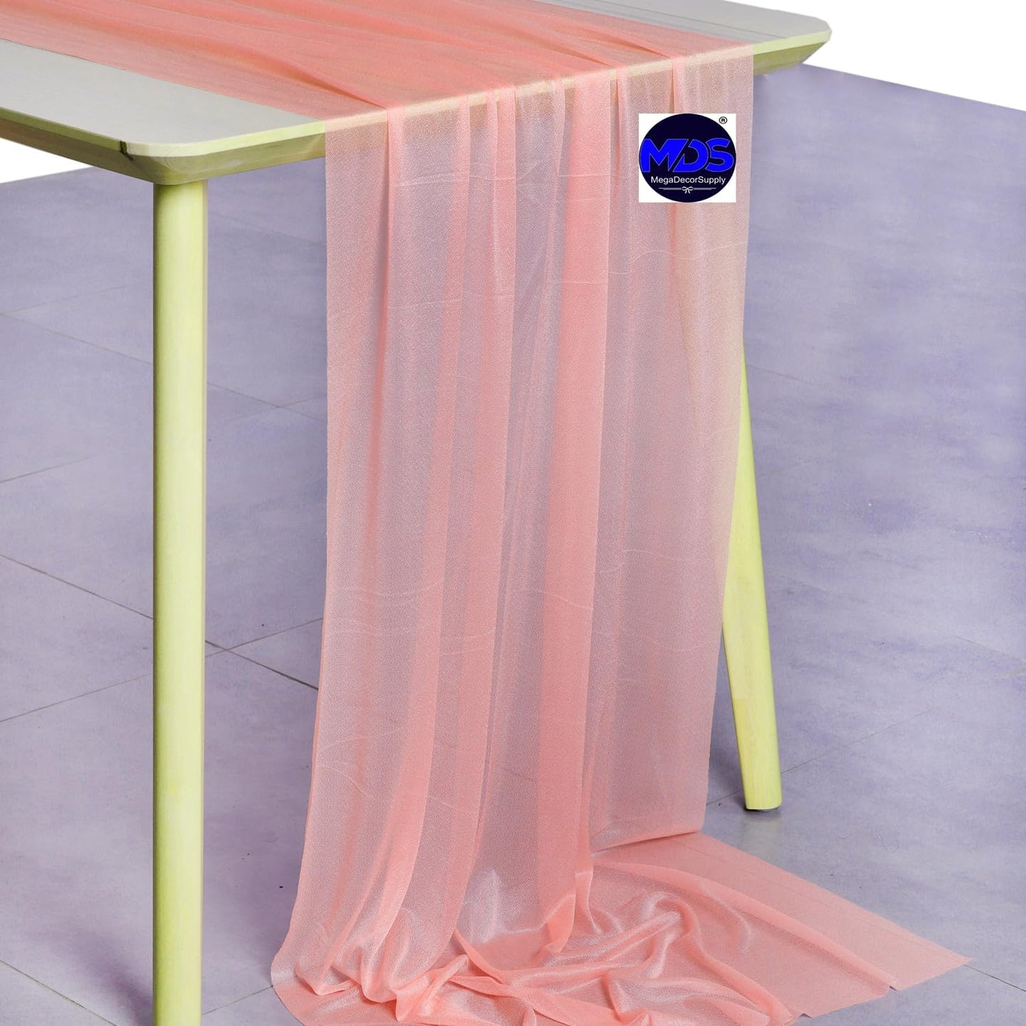 MDS Halloween Chiffon Table Runner - 20 Pack, 29 x 170 Inches, 14ft Each - Sheer Spooky Table Runners for Haunted House Parties, Trick-or-Treat Tables, Witchy Décor, Wedding & Events - Peach