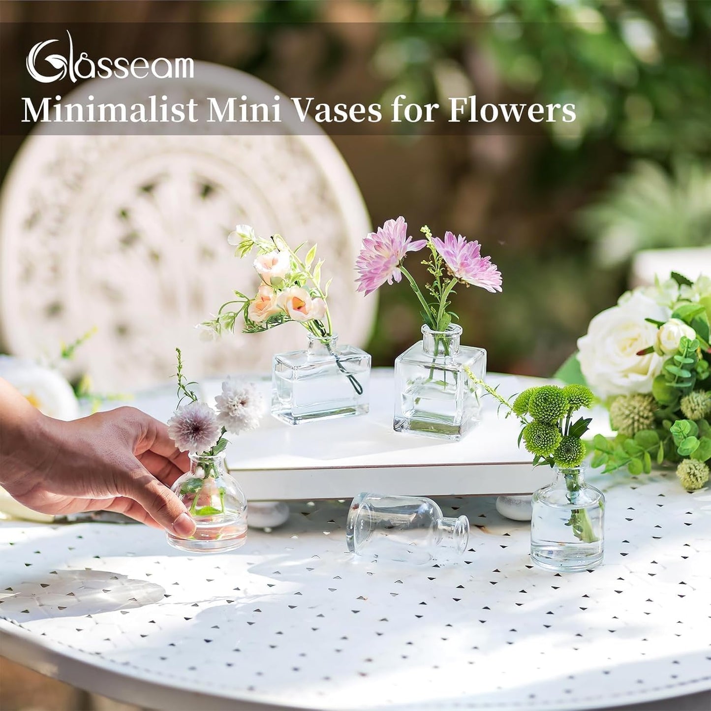 Glasseam Mini Bud Vases for Centerpieces: Clear Small Flower Vase Set of 20 Cute Tiny Glass Vases for Flowers Modern Decorative Wedding Table Centerpiece for Dining Room Decoration