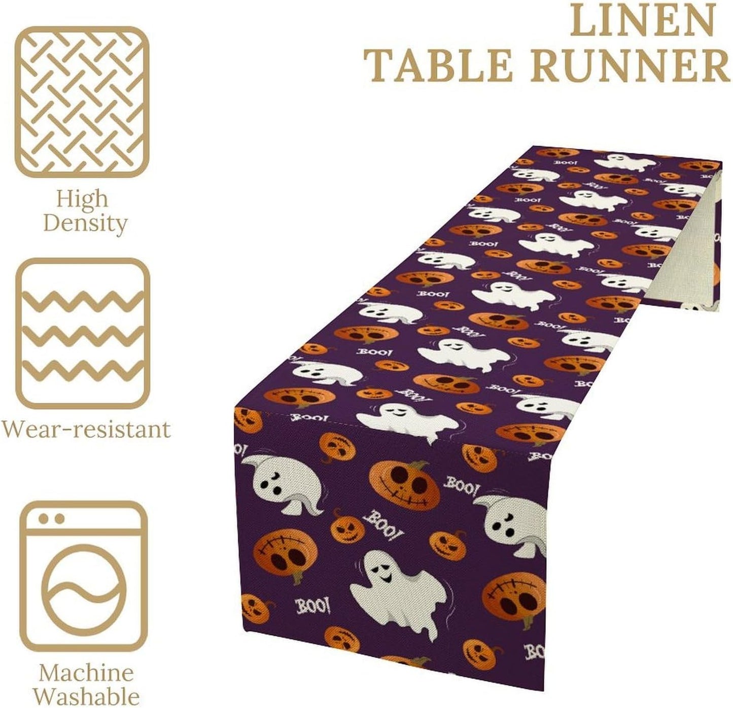 Halloween Table Runner,Ghost Pumpkin Halloween Table Runner for Kitchen Dining Table Decoration Home Party Decor 13x120 Inch