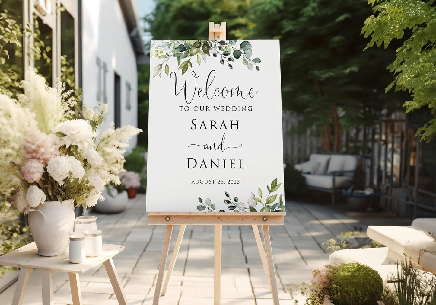 Welcome Wedding Sign Personalized, Personalized Wedding Welcome Sign Greenery Eucalyptus Botanical