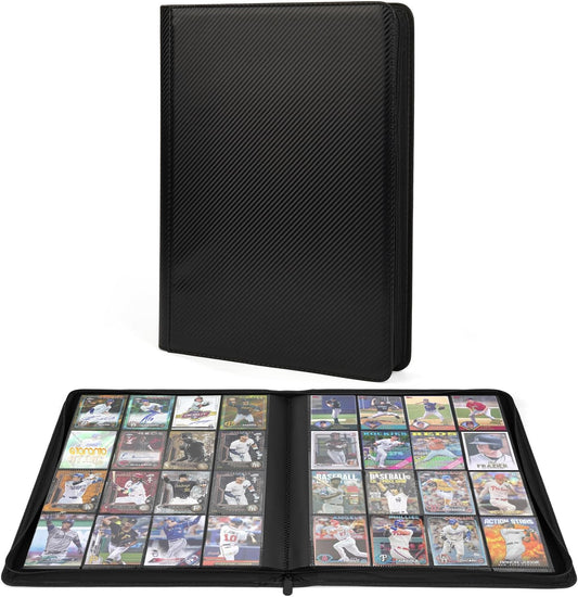 Premium 1000+ Pockets Trading Card Binder, 16-Pocket Ringless Side-Loading Album for TCG, MTG, Lorcana, Sports & Standard-Size Cards (Black1)