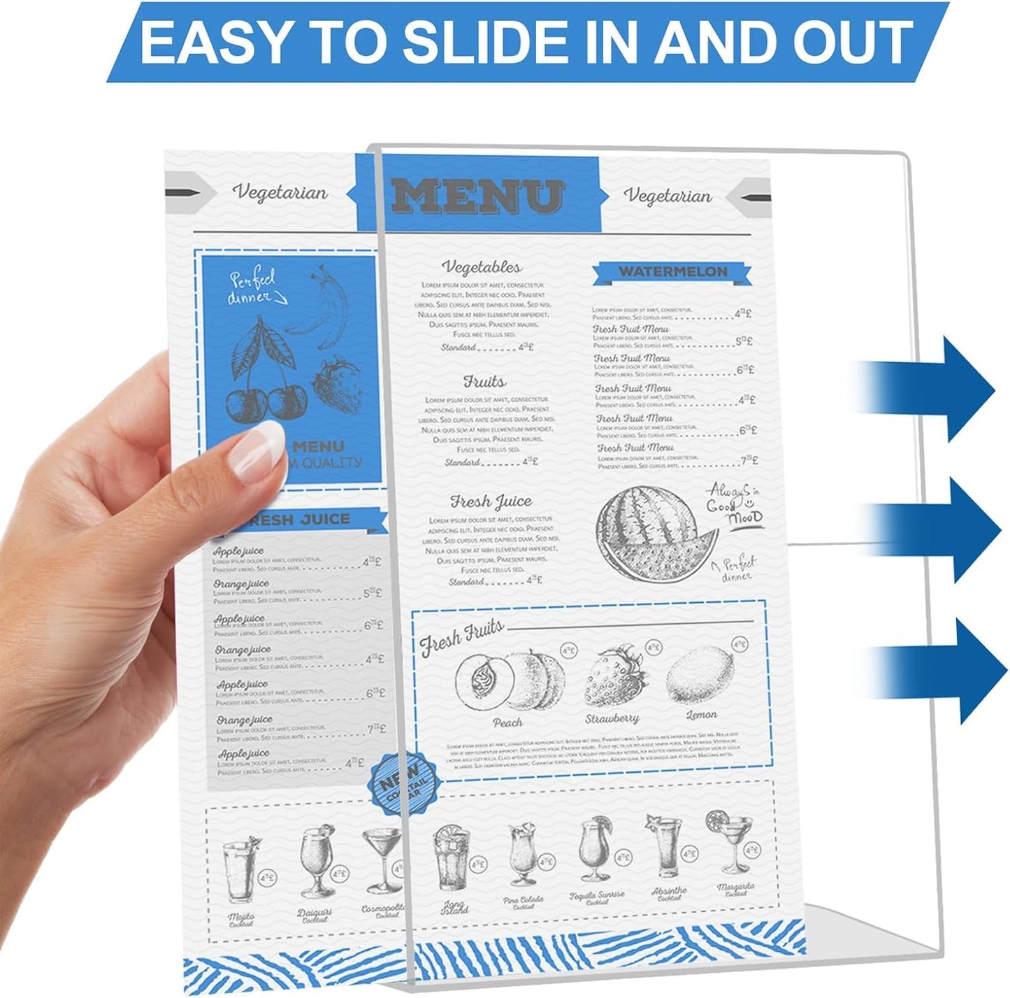 EHWINE 24 Pack 5 x 7 Acrylic Sign Holder, Clear Plastic Signs Display Stand, Vertical Slanted Back Paper Holder Stand up Table Top Sign Holders Flyer Stand Frames Suitable for Office Business Store