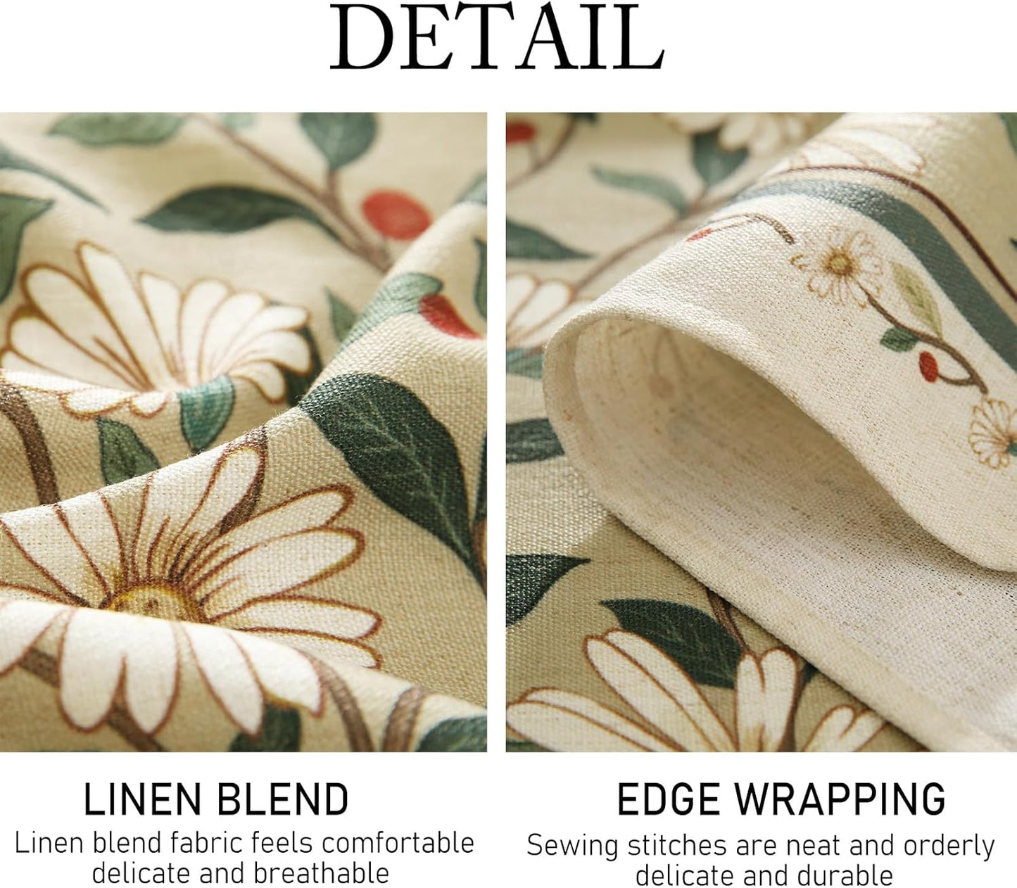 ISAENNE Designer Green Linen Round Tablecloth,Floral French Country Indoor Table Cloth,Stain Resistant Home Decor Tablecloths for Dining Kitchen Thanksgiving Christmas Party,67"*67"-Brune