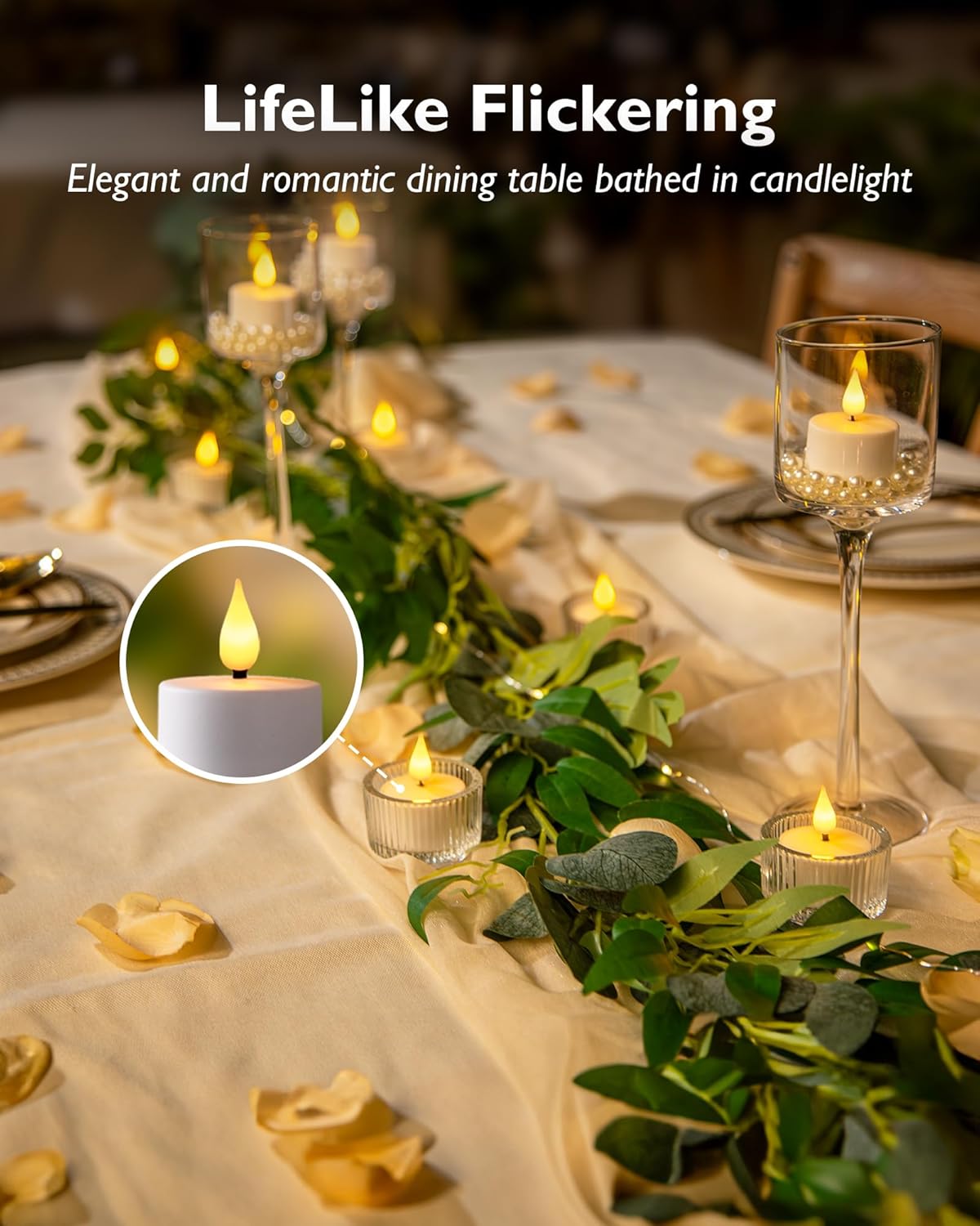 Homemory Rechargeable Tea Lights Flameless Candles with Remote Timer, Battery Operated LED Tealight Candles, USB Candles for Wedding Table Centerpiece Reception Banquet Christmas Halloween, 12-Pack