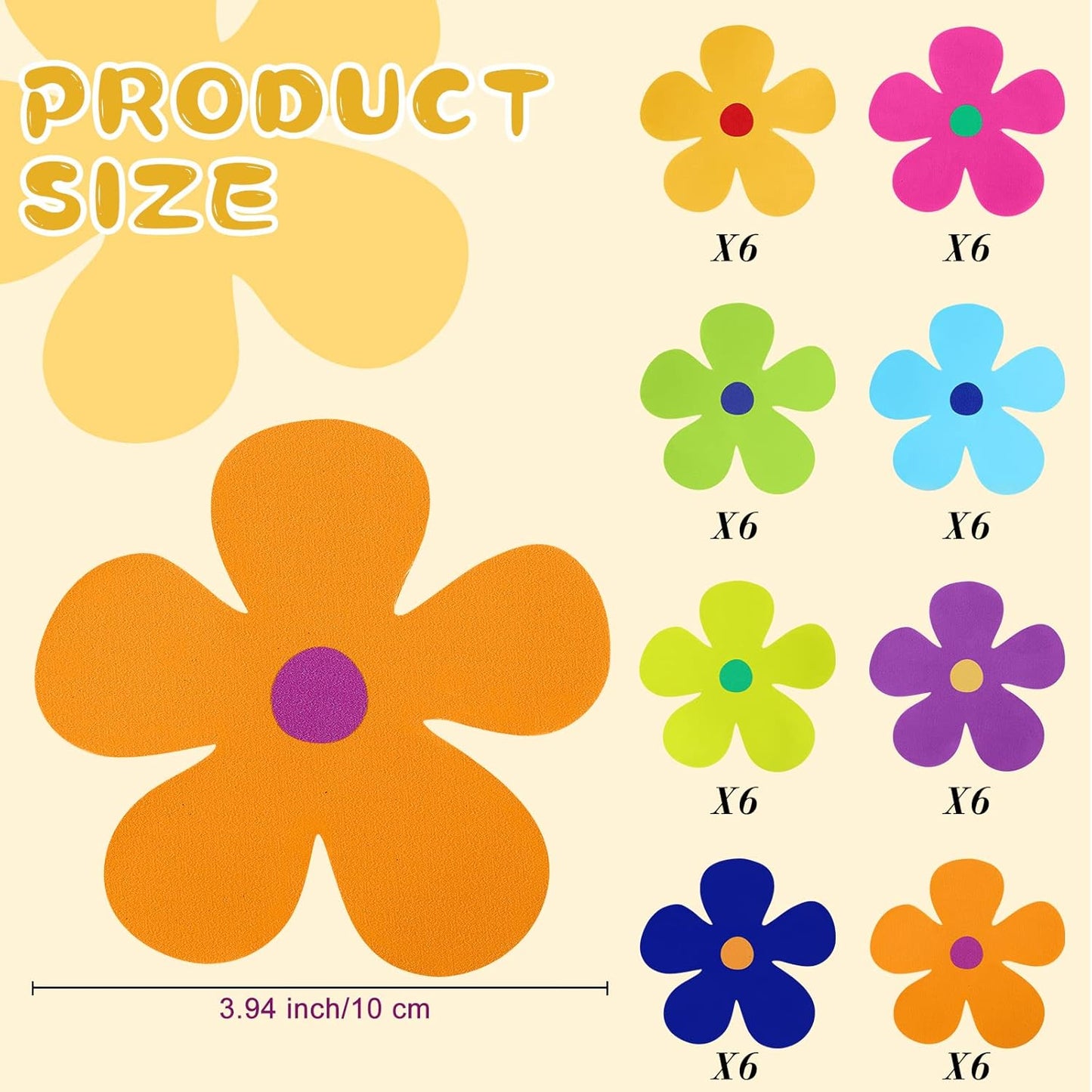 Kingdder 48 Pieces Retro Flower Car Magnets Decorations Refrigerator Decals 60s Multicolor Flower Cutout Magnets for Car Home Door Garage Refrigerator Window Mailbox