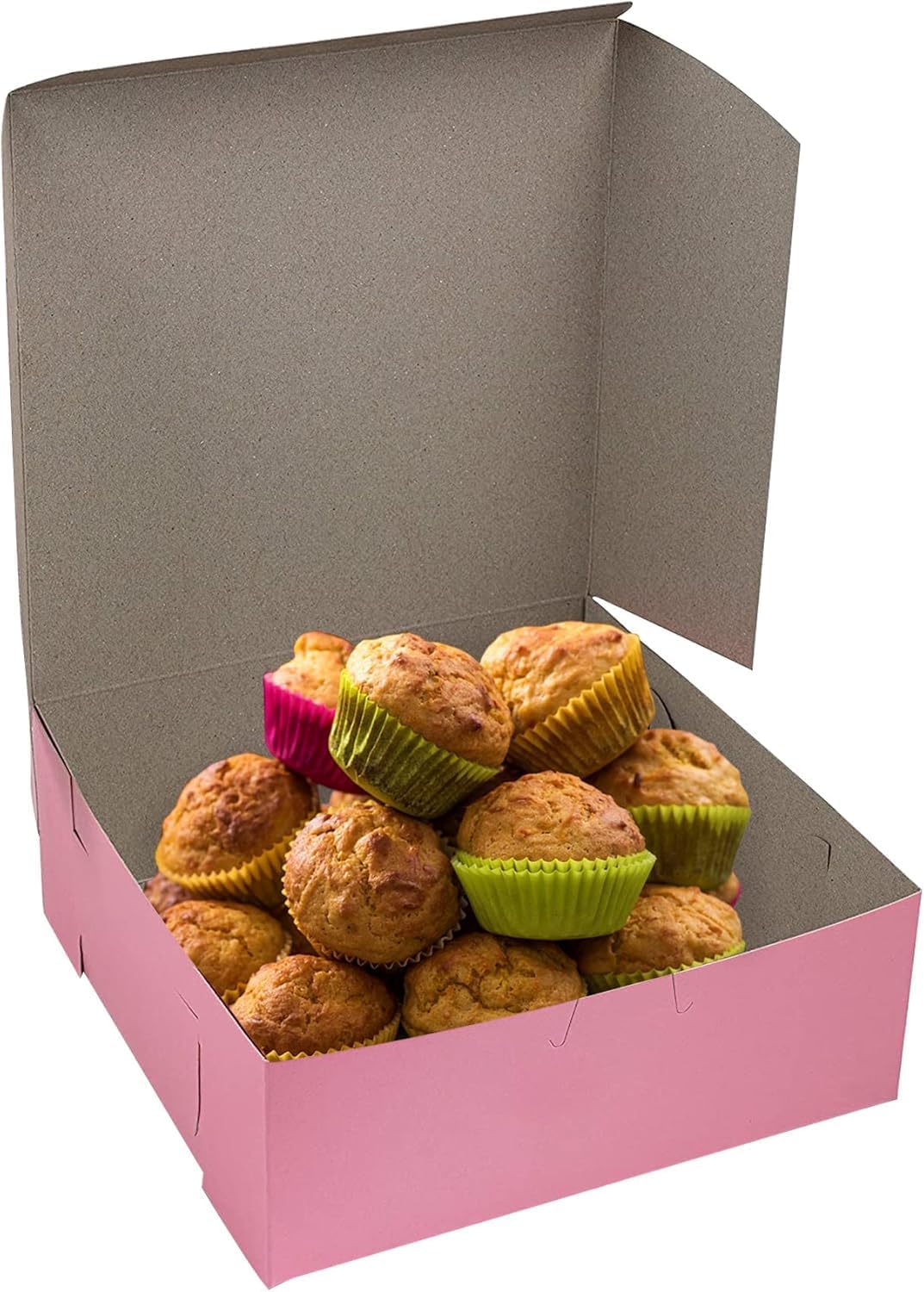 MT Products Pink Cupcake Boxes 8" x 8" x 3" - Bakery Boxes No-Window (Pack of 250) - Made in the USA
