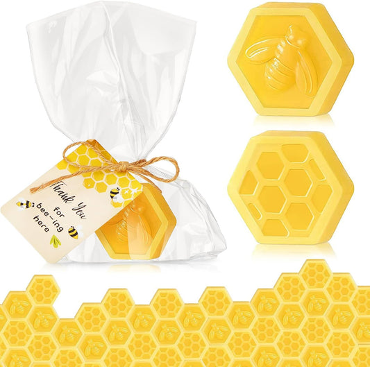 48 Set Baby Shower Favors Bee Party Favors Including Honeycomb Soap with Thank You Card Gift Honey Soap for Guest Gender Reveal Honey Gift Birthday Party Decorations (Yellow)