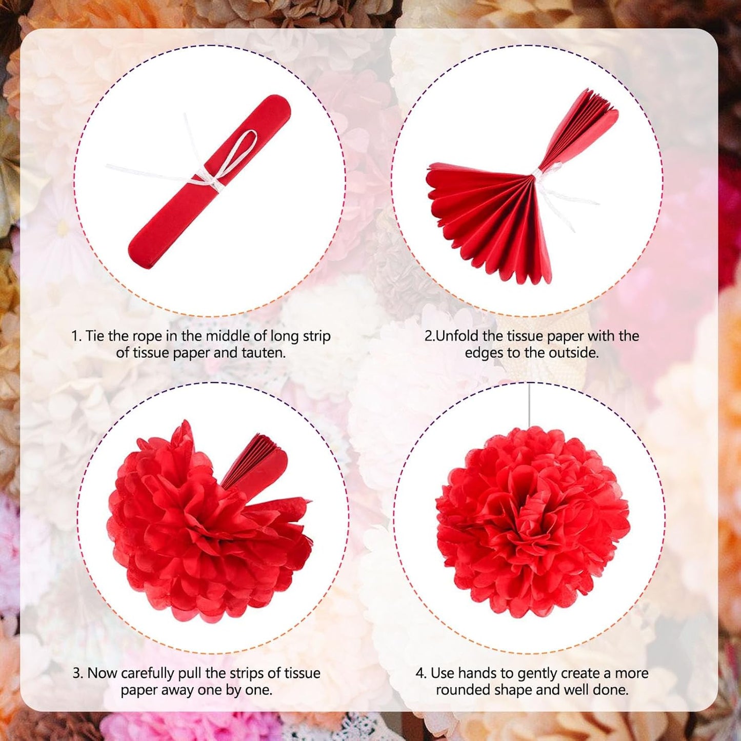 Tissue Paper Pom Poms, Black Orange Purple Tissue Paper Flowers, Hanging Flower Balls for Weddings Fiesta Parties Birthday Baby Showers Classroom Bridal Shower Decoration (18Piece Set-6/10/12/14Inch)