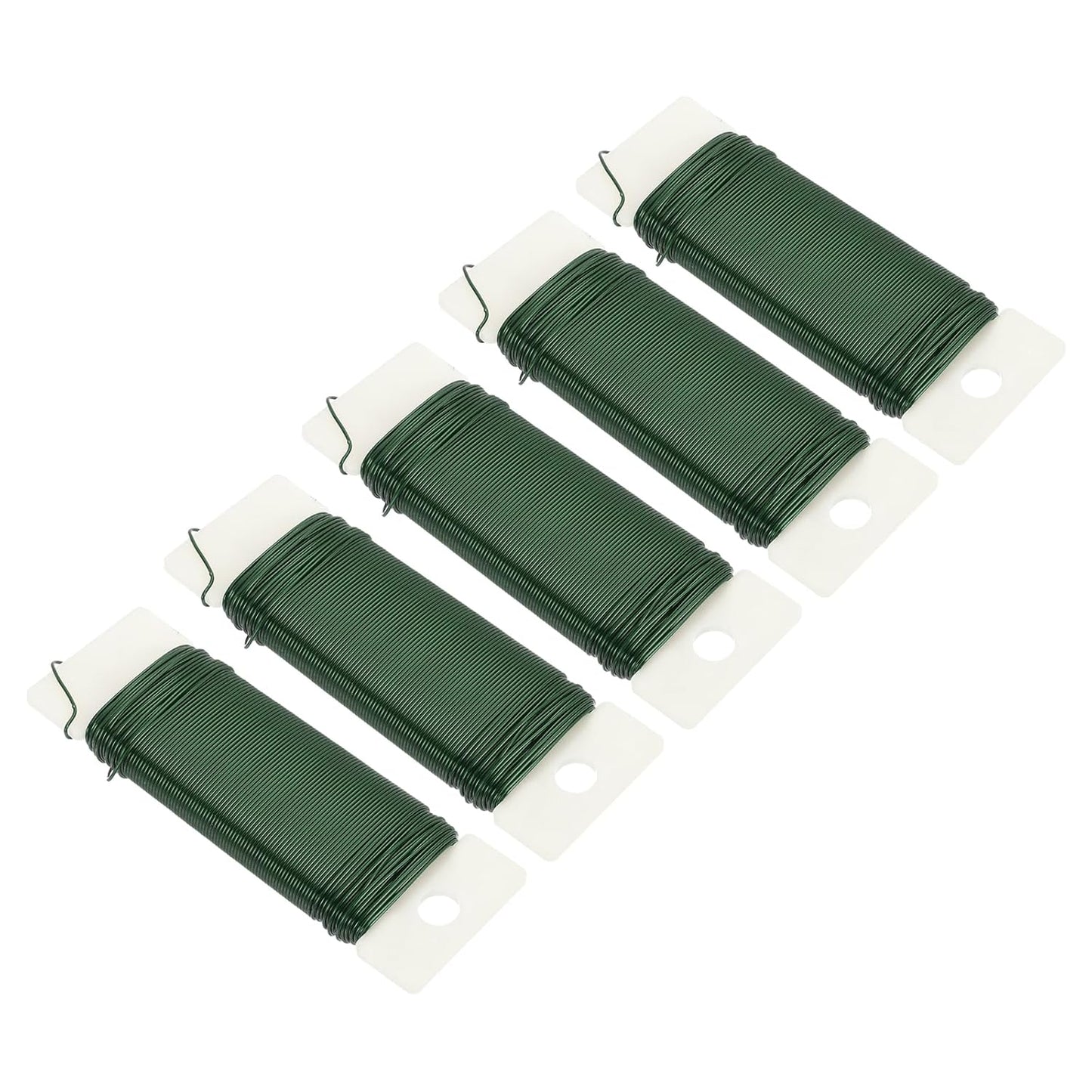 MECCANIXITY 190 Yards/575 Feet Metal Floral Wire 21 Gauge Green Flexible Paddle Thin Floral Wires for Craft, Christmas Wreath, Flower Arrangement, Wedding, Total 5 Roll